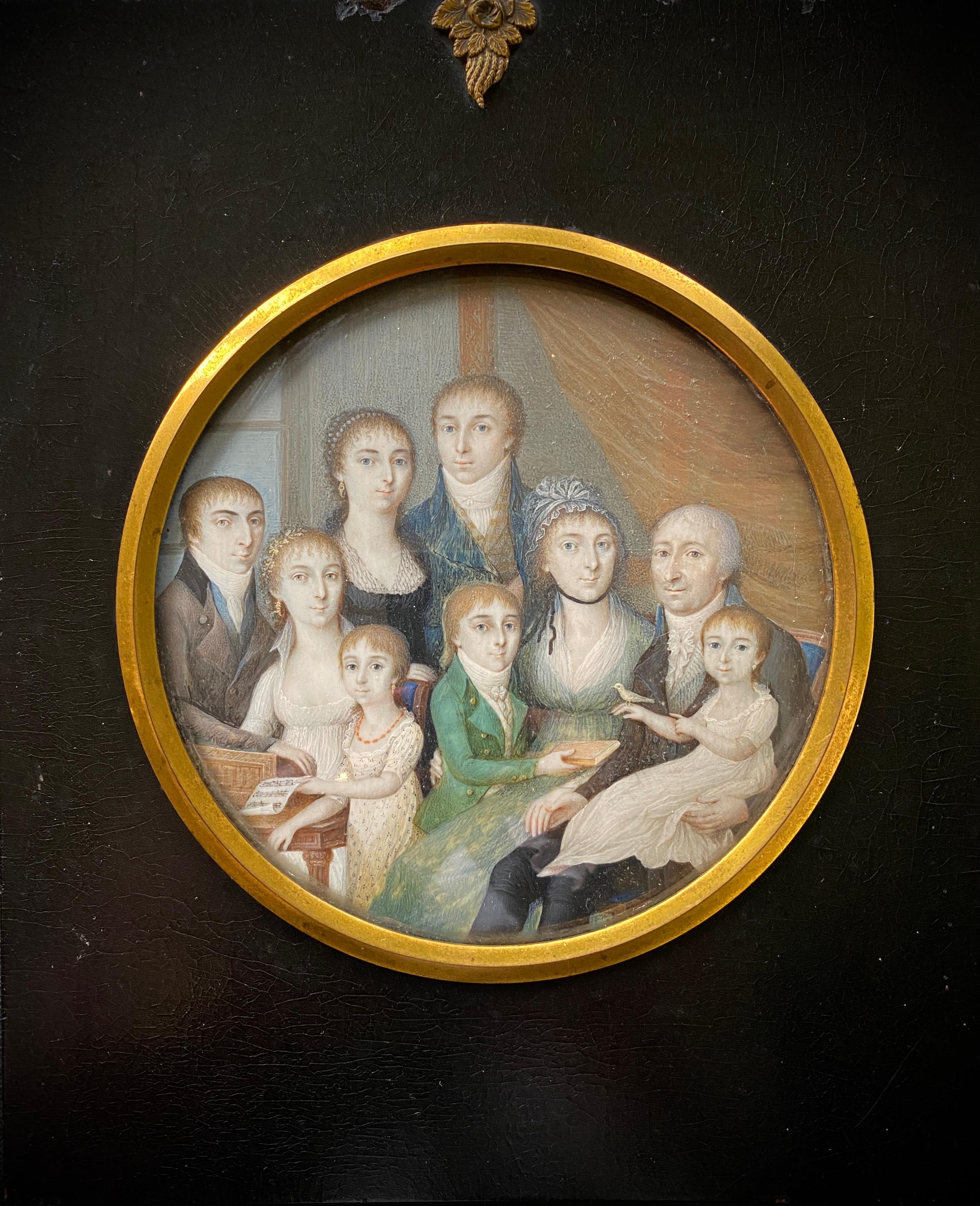 Portrait de famille scandinave, artiste, 18ème siècle, école scandinave - Painting de Unknown