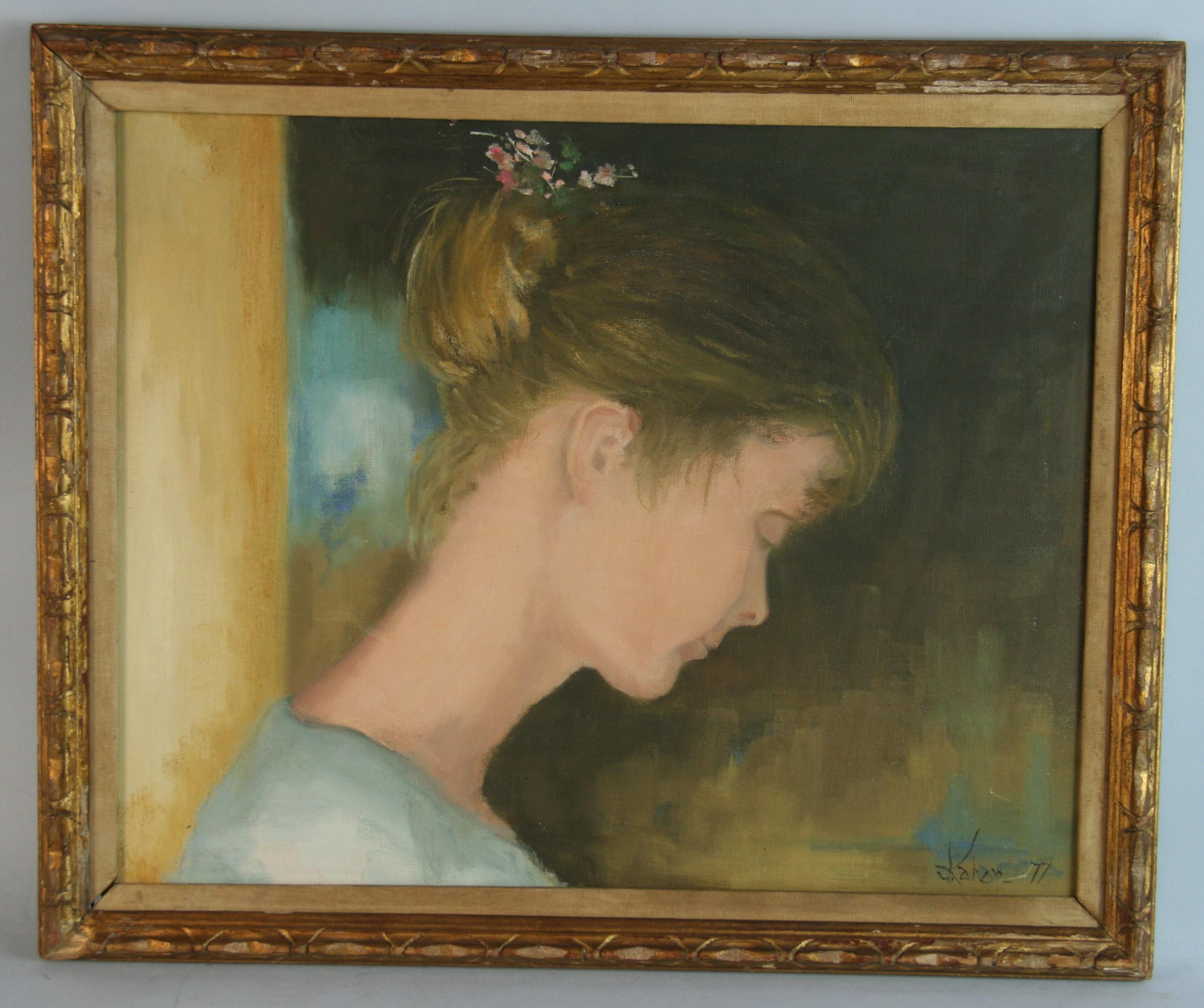 Bellezza giovane e pensosa scandinava di Kahzn - Painting di Unknown