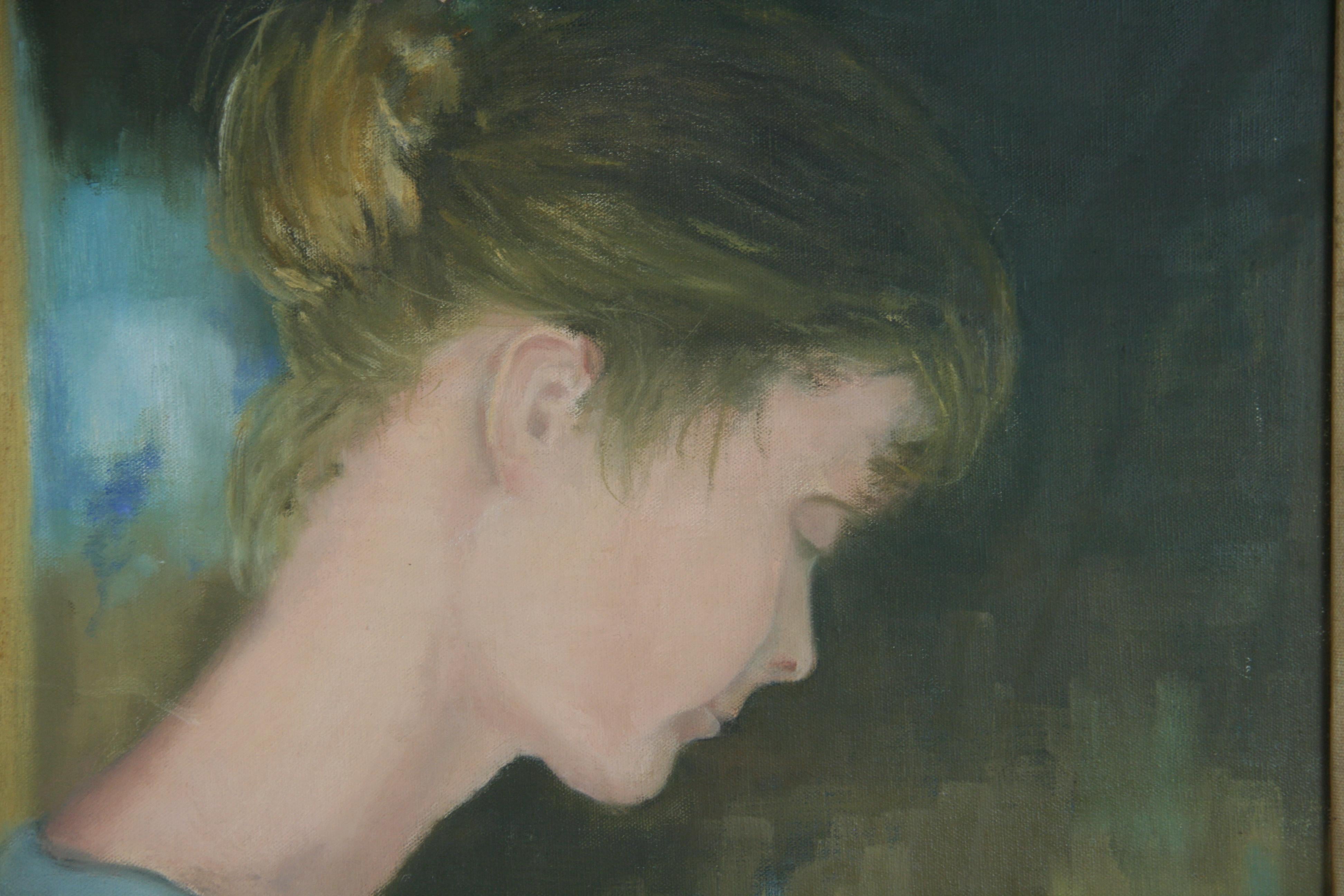Bellezza giovane e pensosa scandinava di Kahzn - Figurative Painting Marrone di Unknown