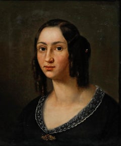 Scandinavian School Early 19th Century Oil - Girl with Ringlets