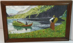 Skandinavische Frauen an den Ufern der norwegischen Fjorde
