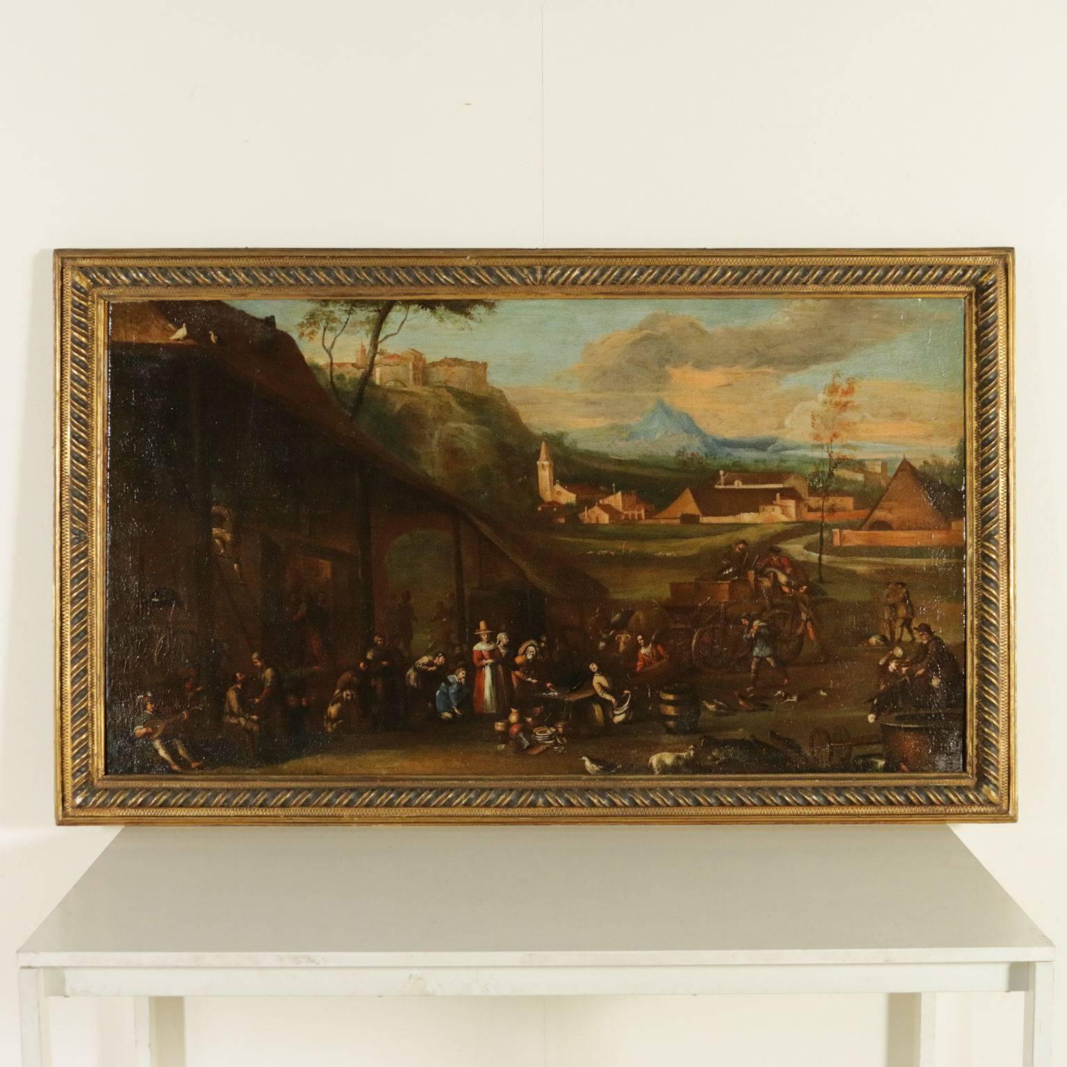 Scenes of Farmer Lives Oil on Canvas 17th-18th Century - Painting by Unknown