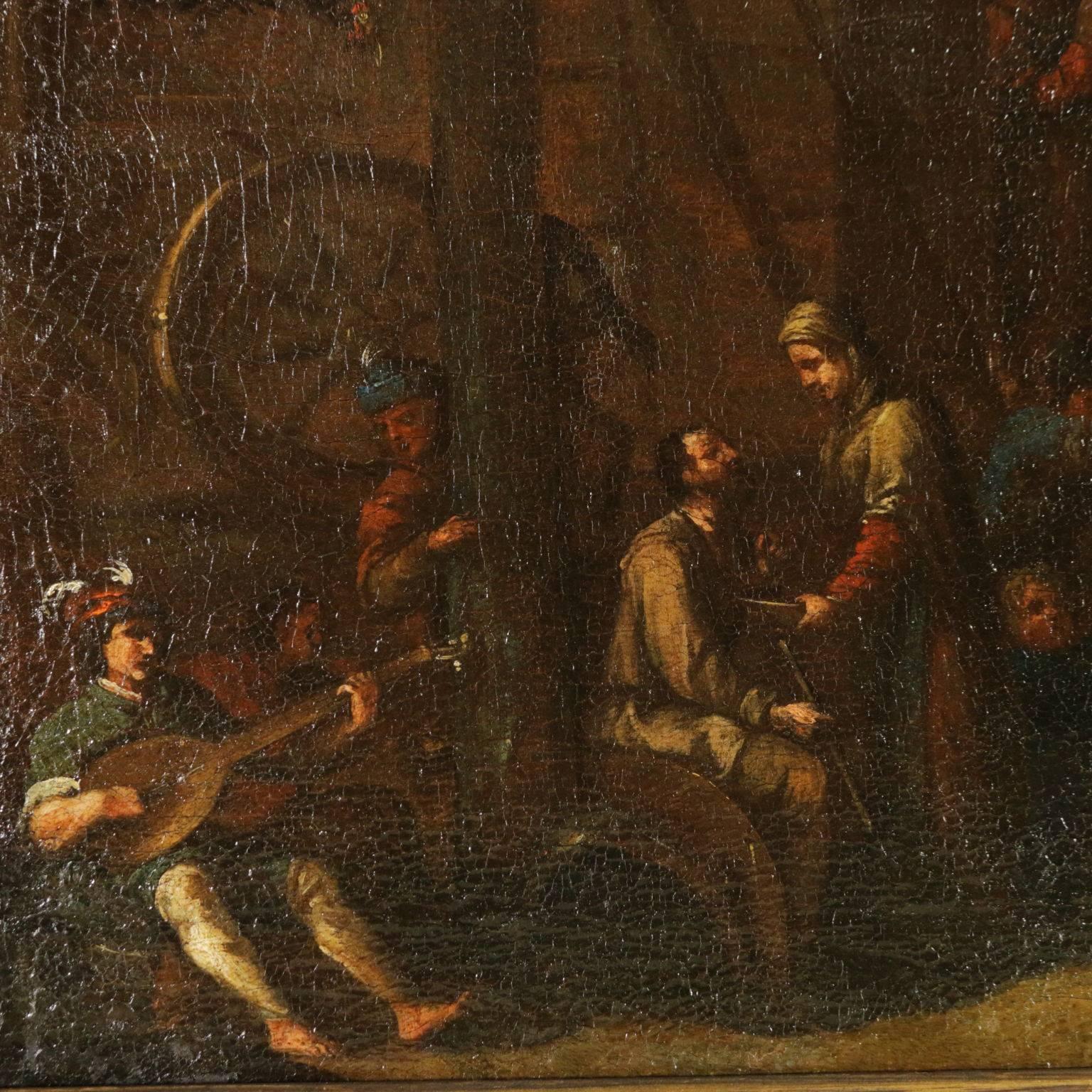Scenes of Farmer Lives Oil on Canvas 17th-18th Century - Brown Landscape Painting by Unknown