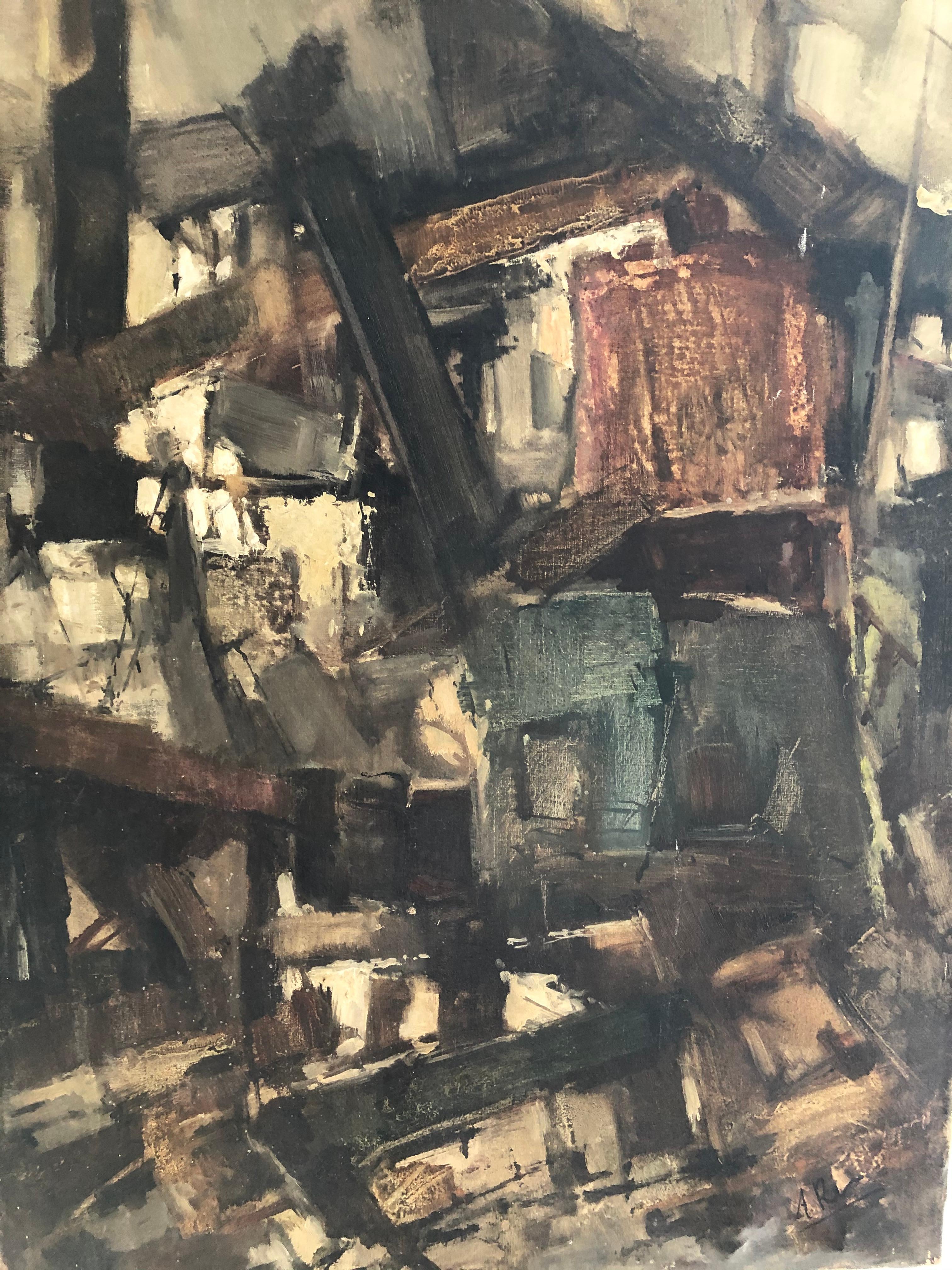 Unknown Abstract Painting - School or Style of Franz Kline and or Pierre Soulages  "La Cava" 