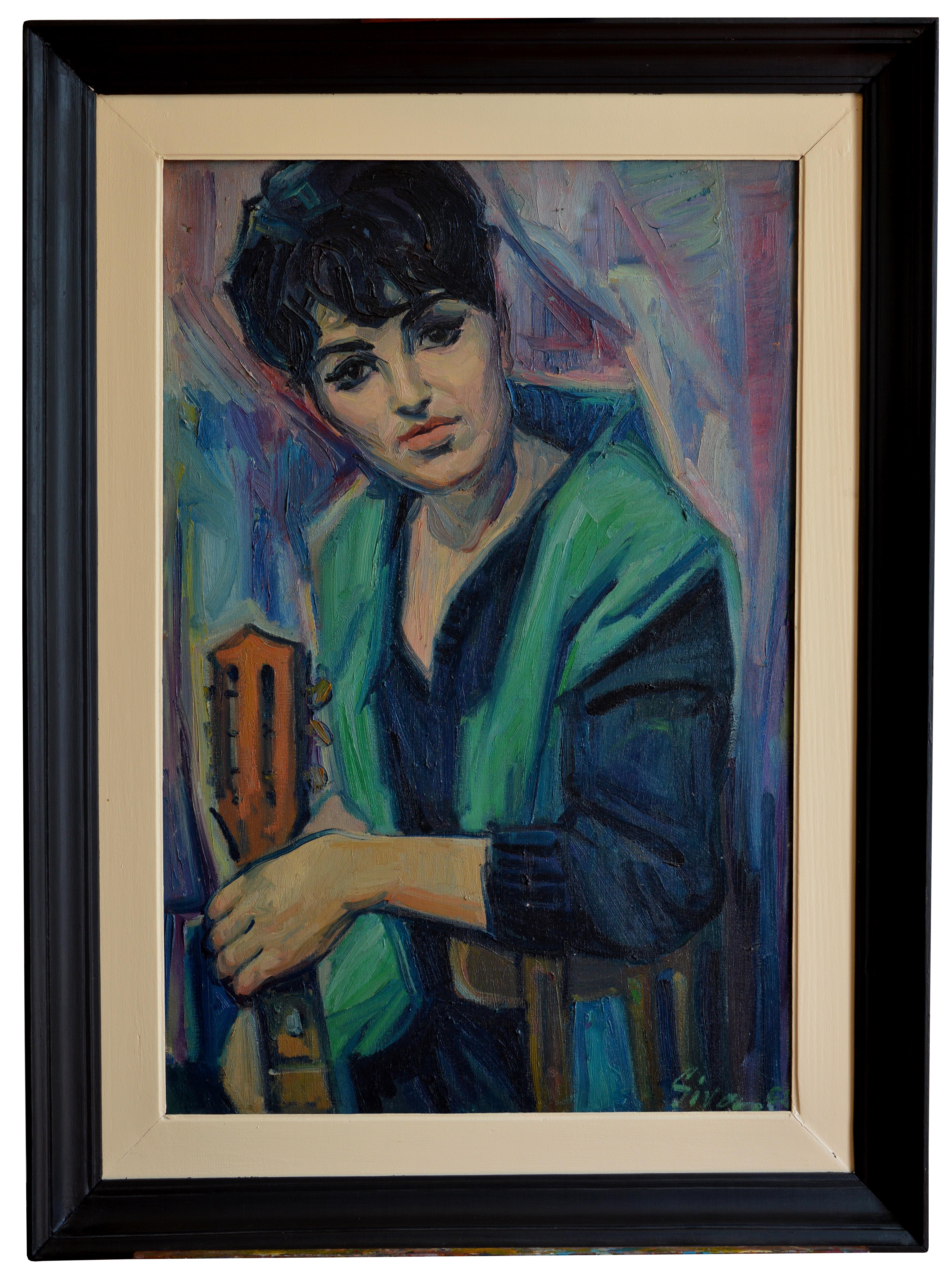 Unknown Portrait Painting – School of Paris, Barbara, Ölgemälde auf Leinwand, 1950er Jahre