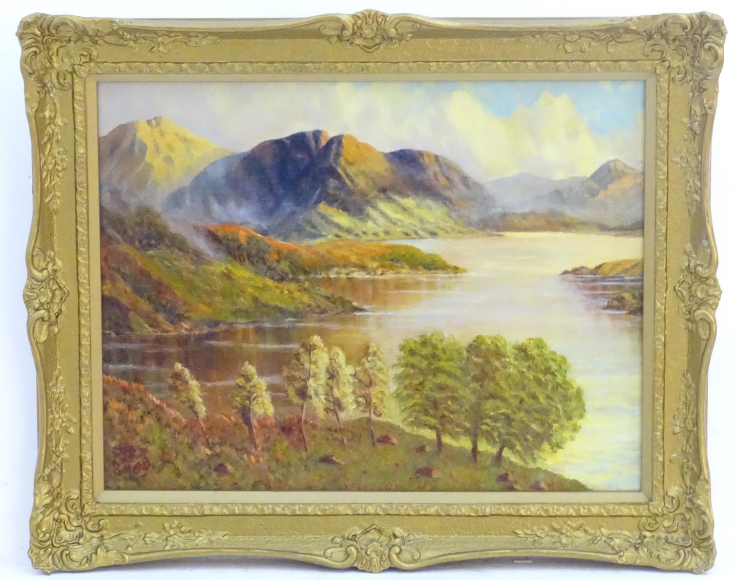 Schottisches Highland Loch im Sommer, signiertes Ölgemälde – Painting von Unknown