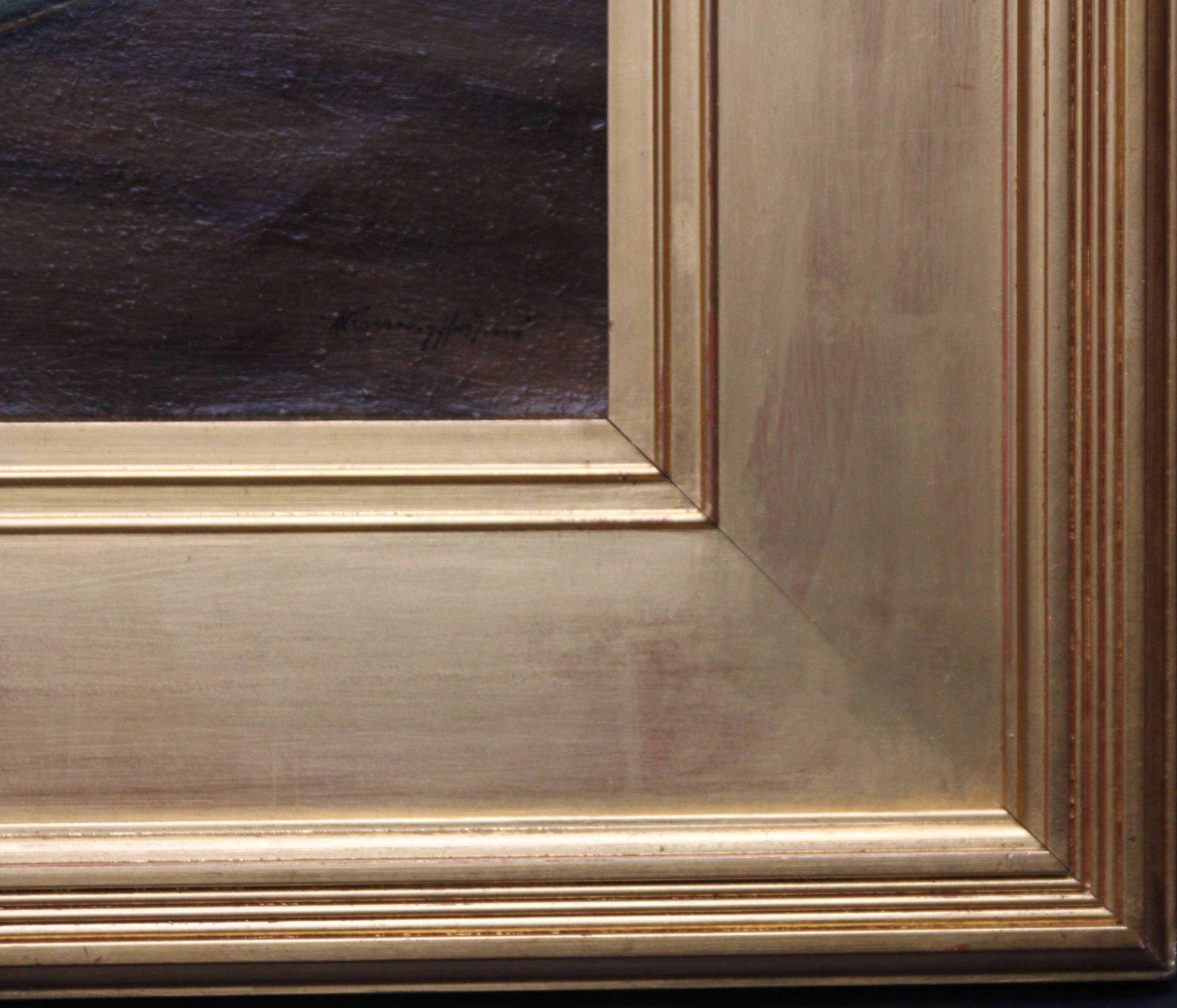 Scottish Interior - Edwardian art oil painting sitting room interior gilt frame For Sale 3