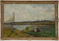 Scottish School 19th Century Oil - Drying the Nets