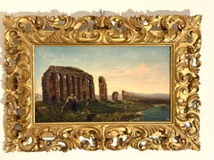 Roman School: Large View of the Claudian Aqueduct, Grand Tour, circa 1840