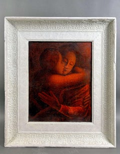 École symboliste Élève d'Eugène Carrière "Le baiser de la mère" début du 20e siècle