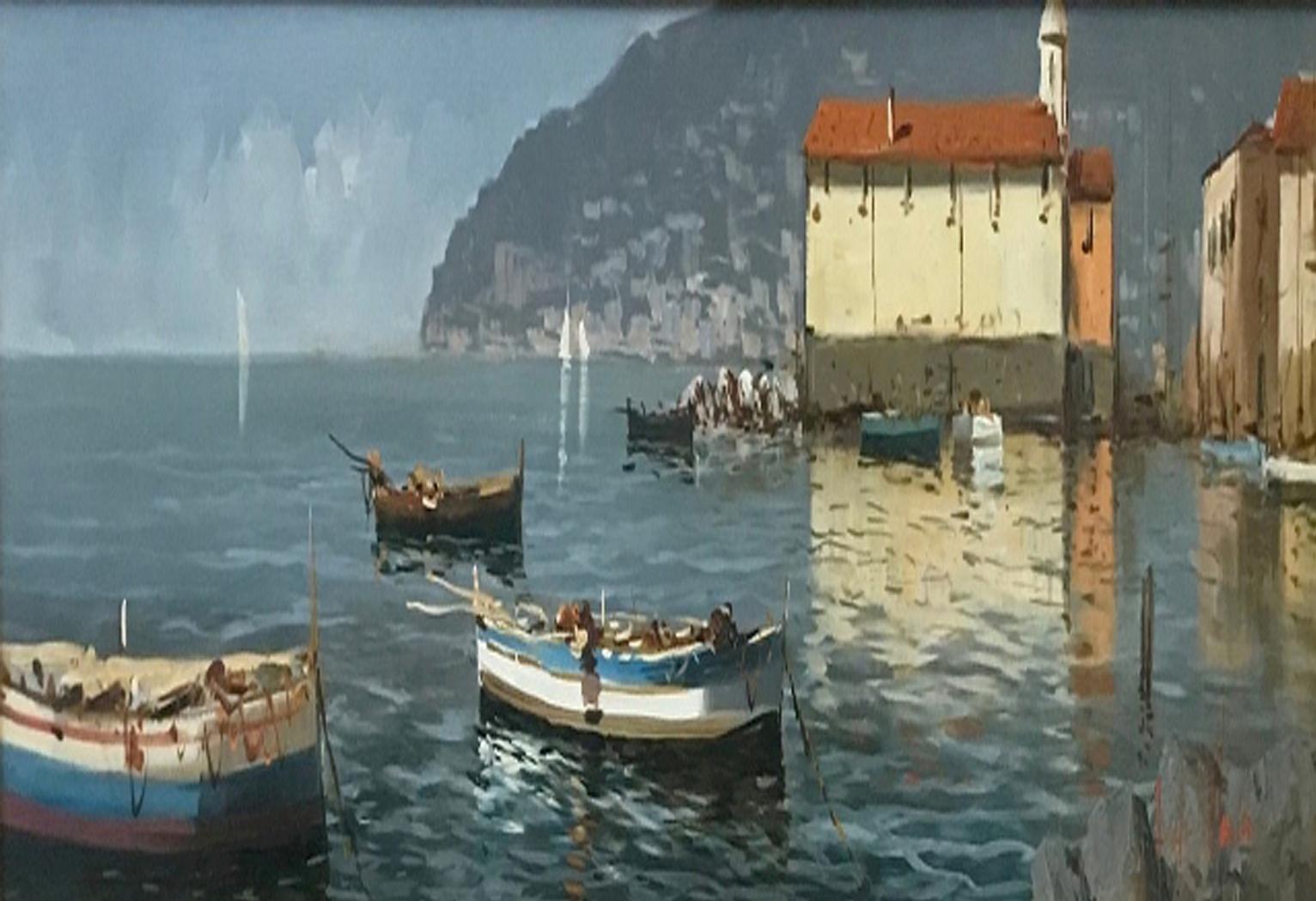 Unknown Landscape Painting - SEASCAPE, BOATS, HARBOUR