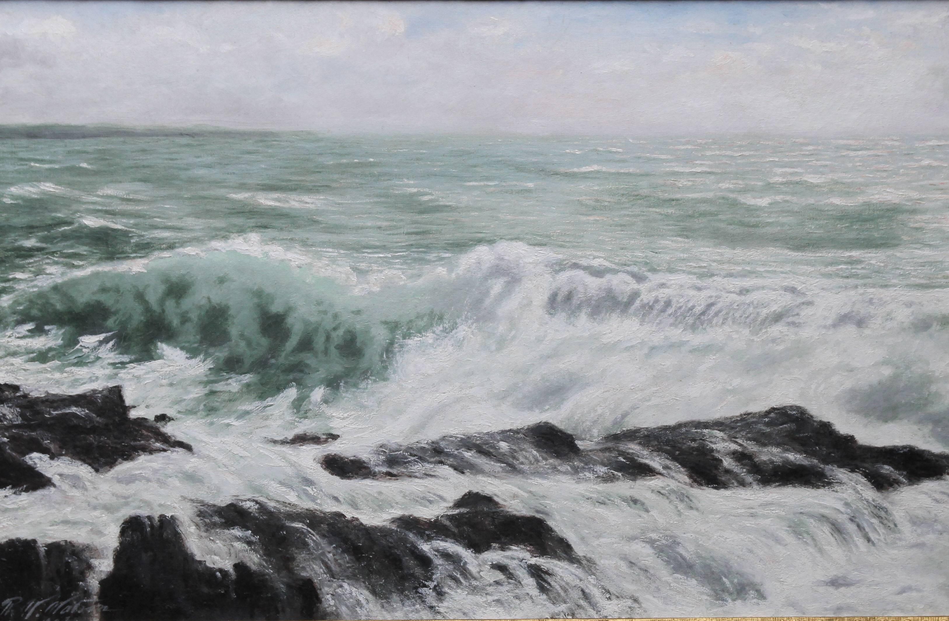 Seascape - Scotland - Edwardian Post Impressionist Scottish marine oil painting  - Painting by Unknown