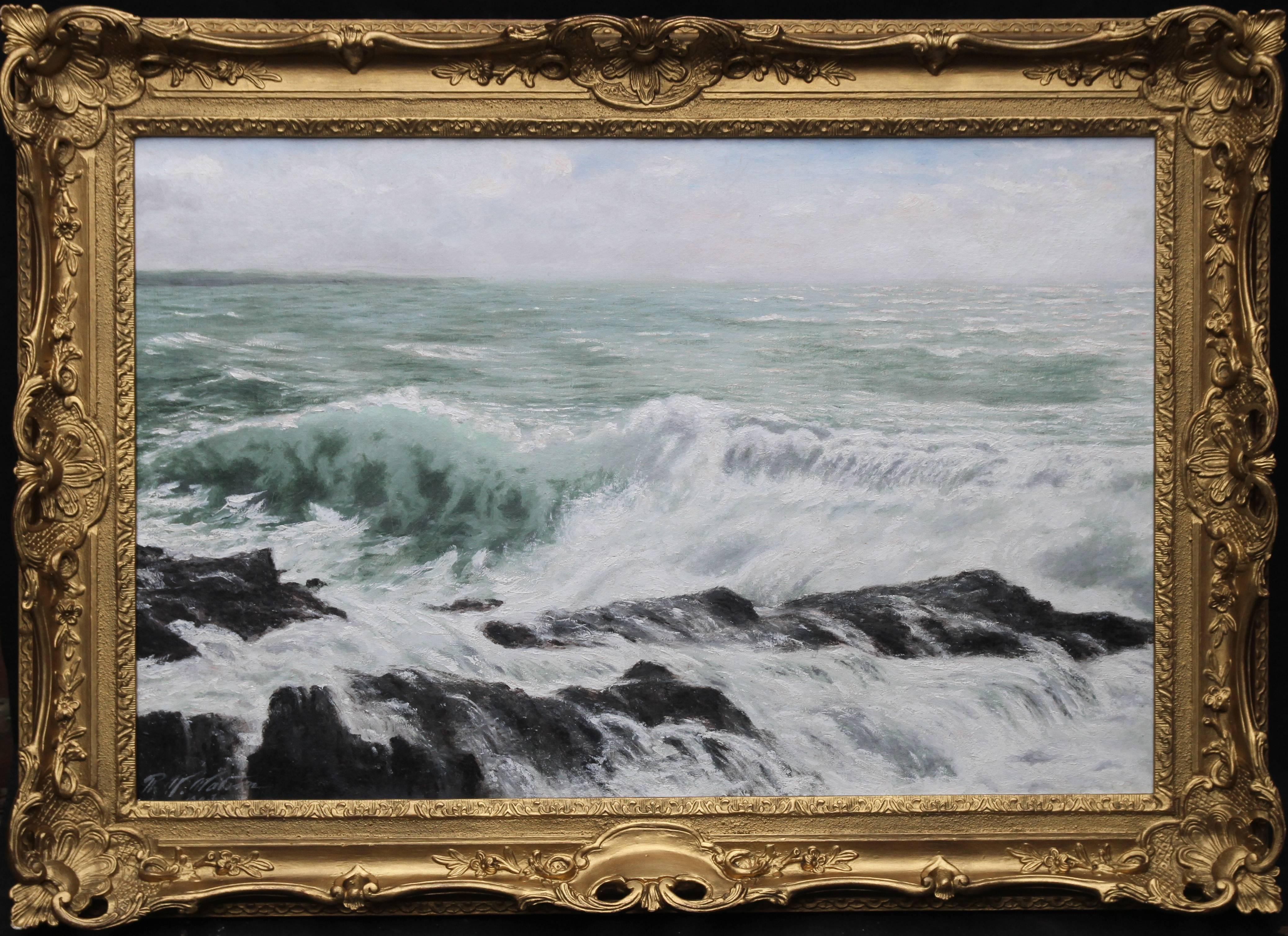 Unknown Landscape Painting - Seascape - Scotland - Edwardian Post Impressionist Scottish marine oil painting 