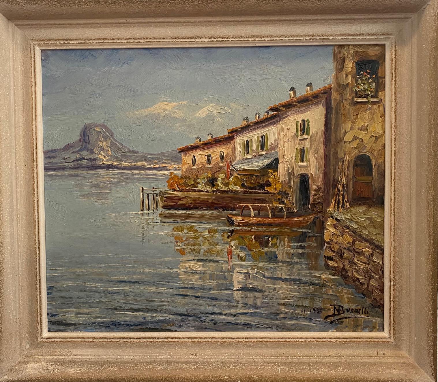 Meereslandschaftshäuser von N. Busnelli - Öl auf Leinwand 47x55 cm – Painting von Unknown