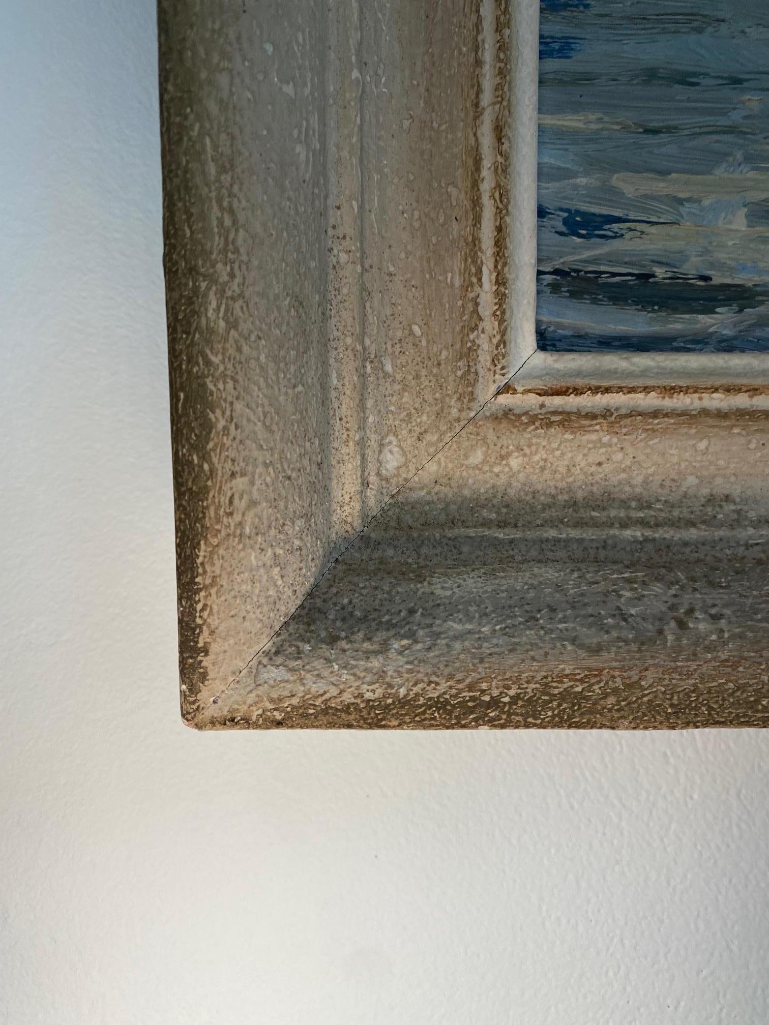 Meereslandschaftshäuser von N. Busnelli - Öl auf Leinwand 47x55 cm im Angebot 3