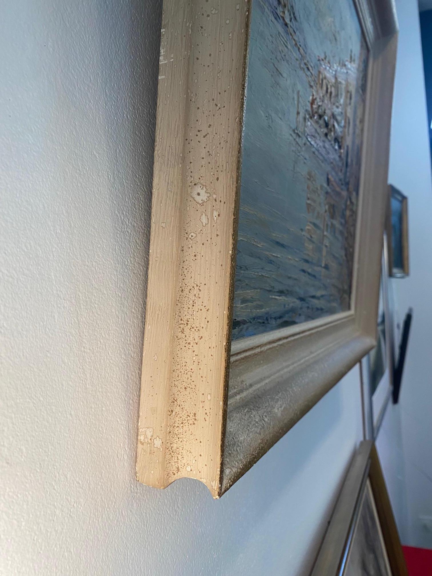 Meereslandschaftshäuser von N. Busnelli - Öl auf Leinwand 47x55 cm im Angebot 4