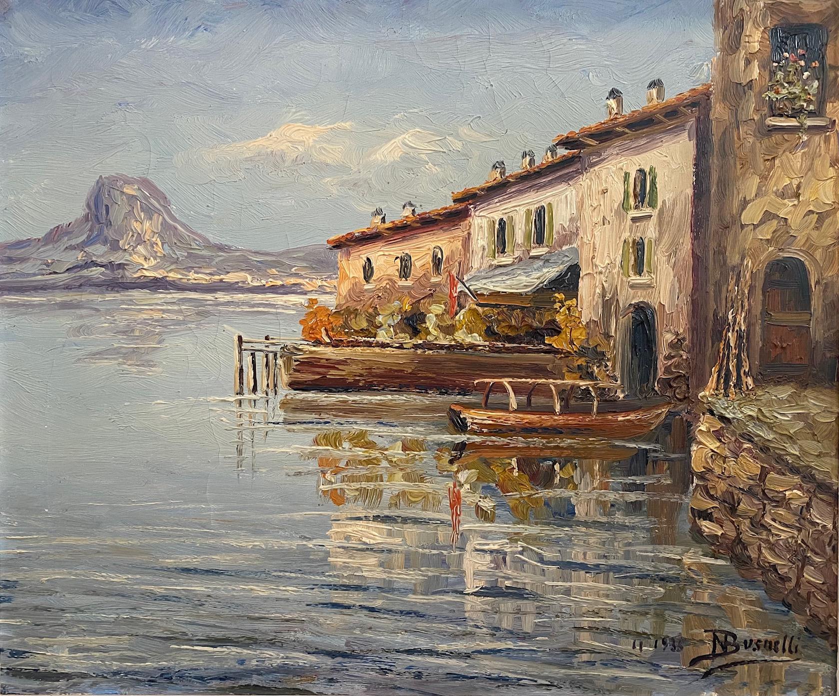 Meereslandschaftshäuser von N. Busnelli - Öl auf Leinwand 47x55 cm