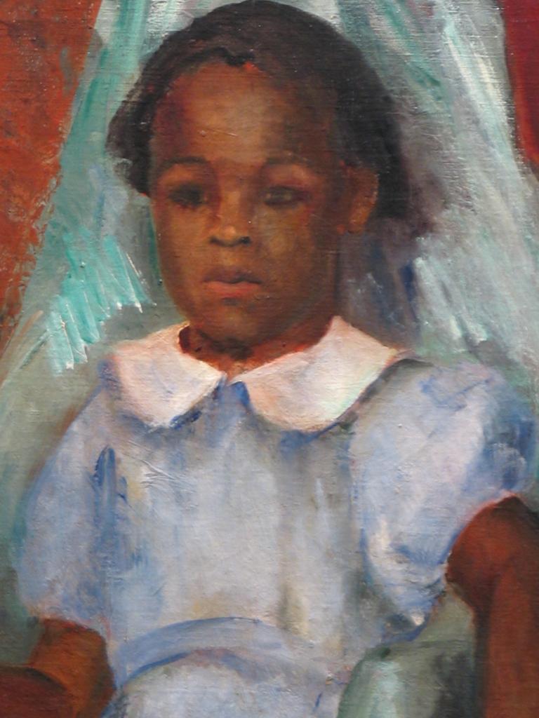 Seated African-American Girl - Painting by Unknown