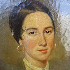 Seated Realist Portrait of a Young Woman in a Simple Collared Victorian Dress