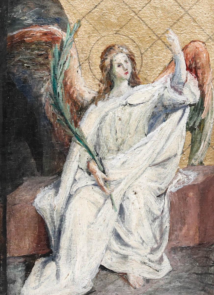 Sebastian Wirsching (né en 1846) - Huile encadrée du début du XXe siècle, L'Ange - Painting de Unknown