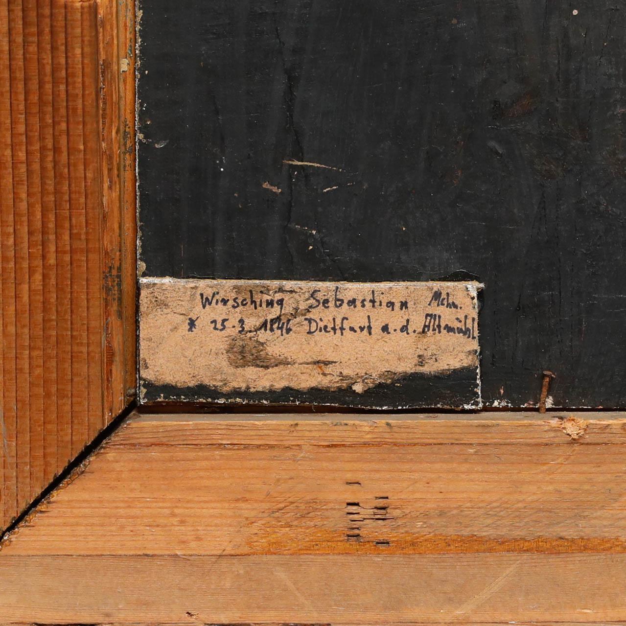 Encadré dans un cadre orné à effet doré. Etiquette manuscrite au verso. A bord.