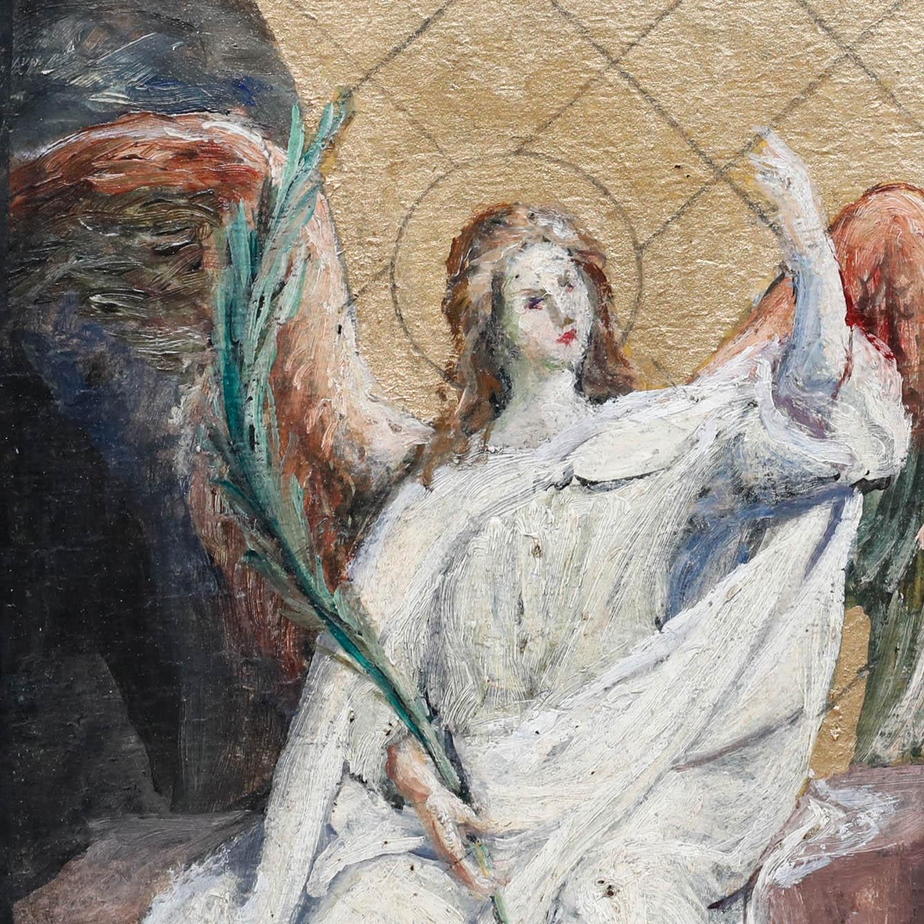 Sebastian Wirsching (né en 1846) - Huile encadrée du début du XXe siècle, L'Ange en vente 1