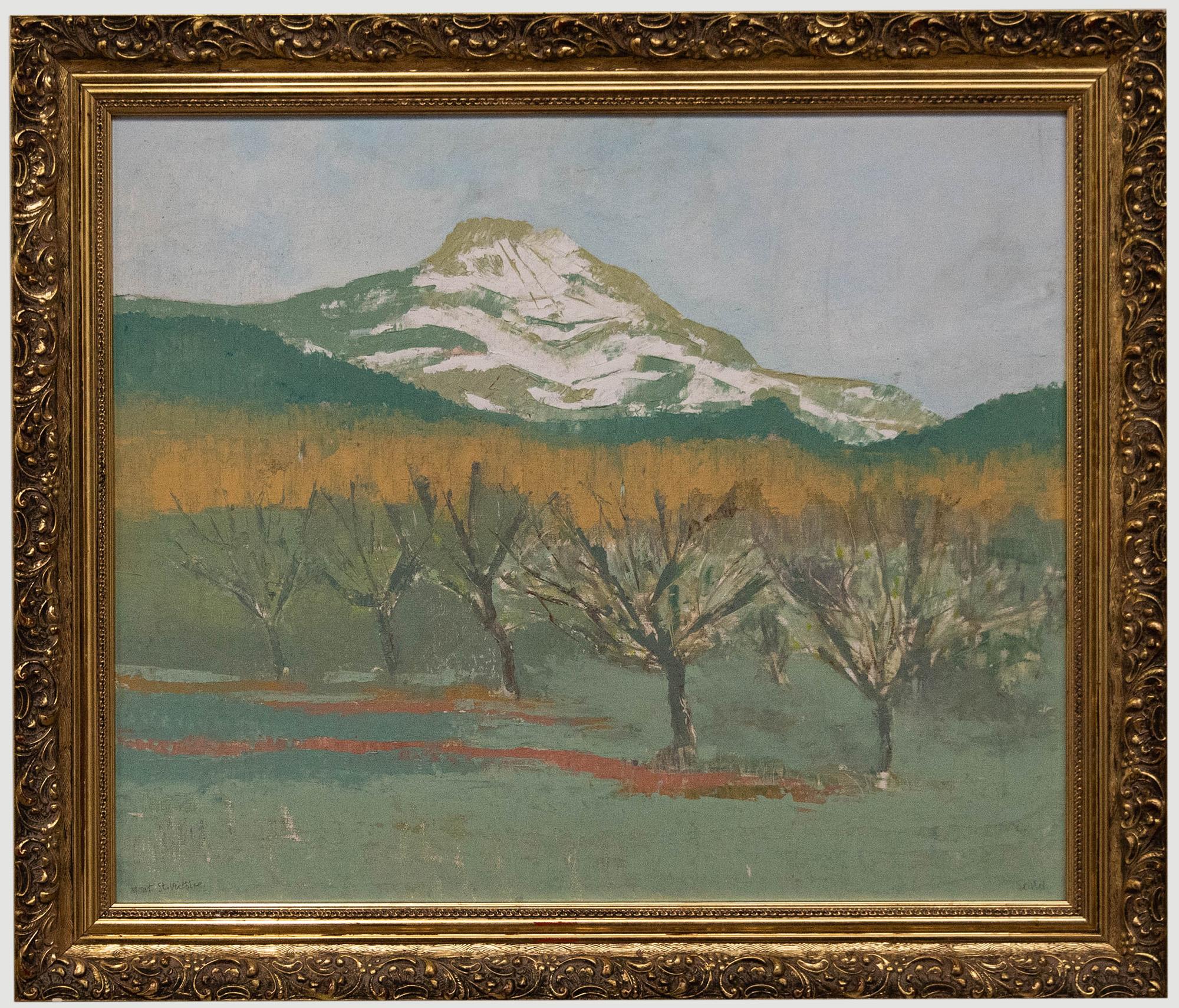 Unknown Landscape Painting - Seiriol Davies - Framed 20th Century Oil, Mount Sainte-Victoire