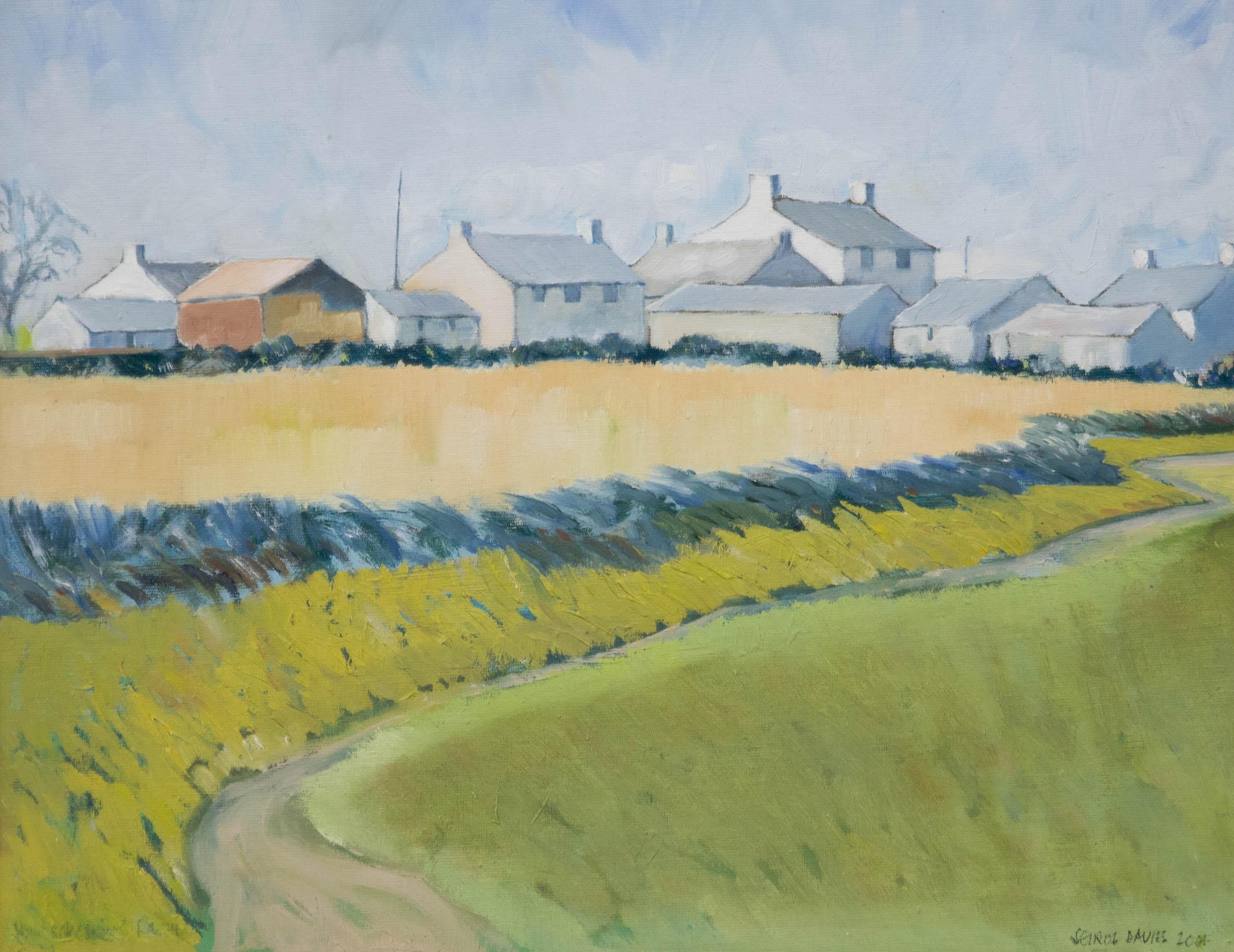 Seiriol Davies - Framed Contemporary Oil, Coastal Farm, Pembrokeshire - Painting by Unknown