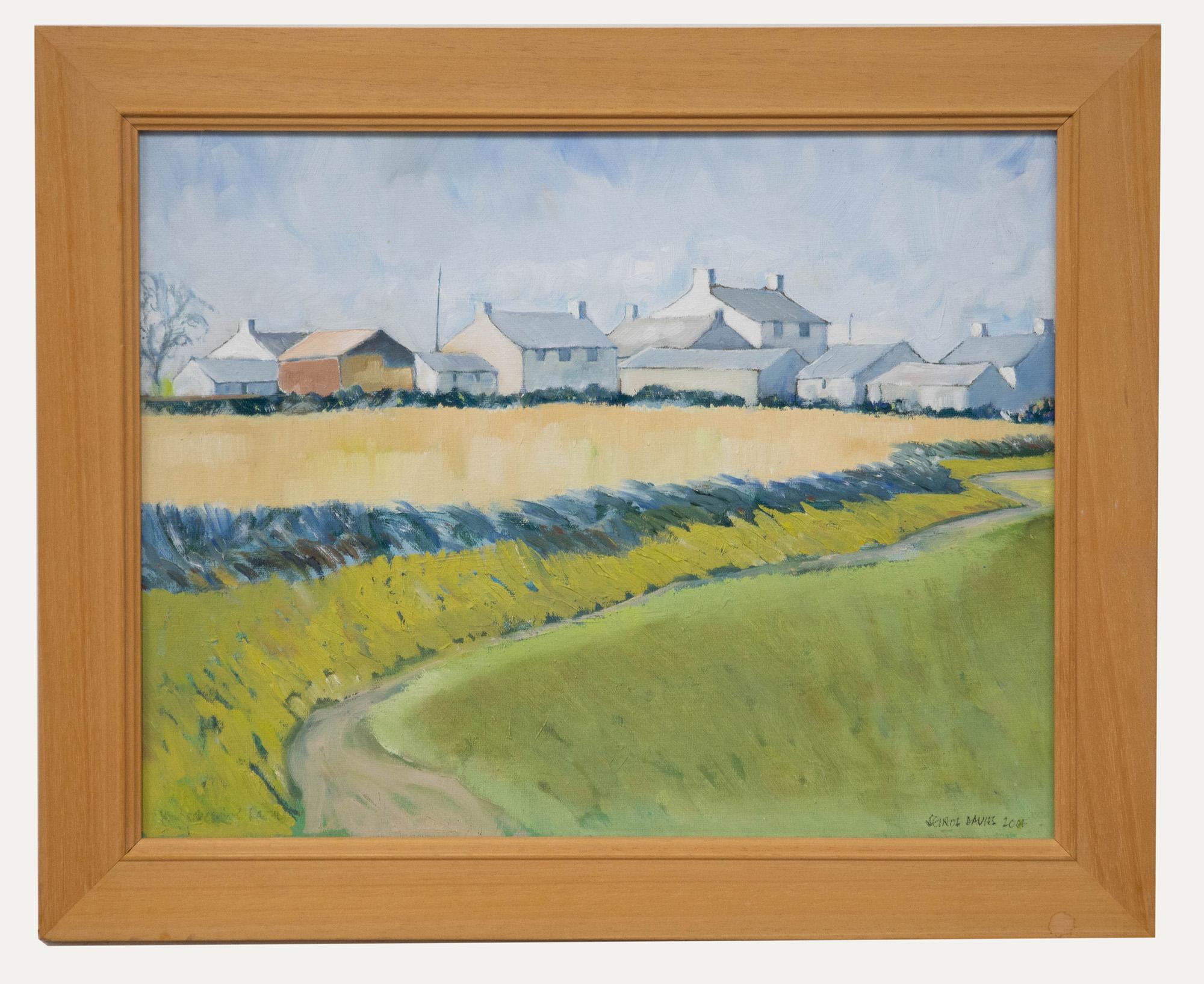 Unknown Landscape Painting - Seiriol Davies - Framed Contemporary Oil, Coastal Farm, Pembrokeshire