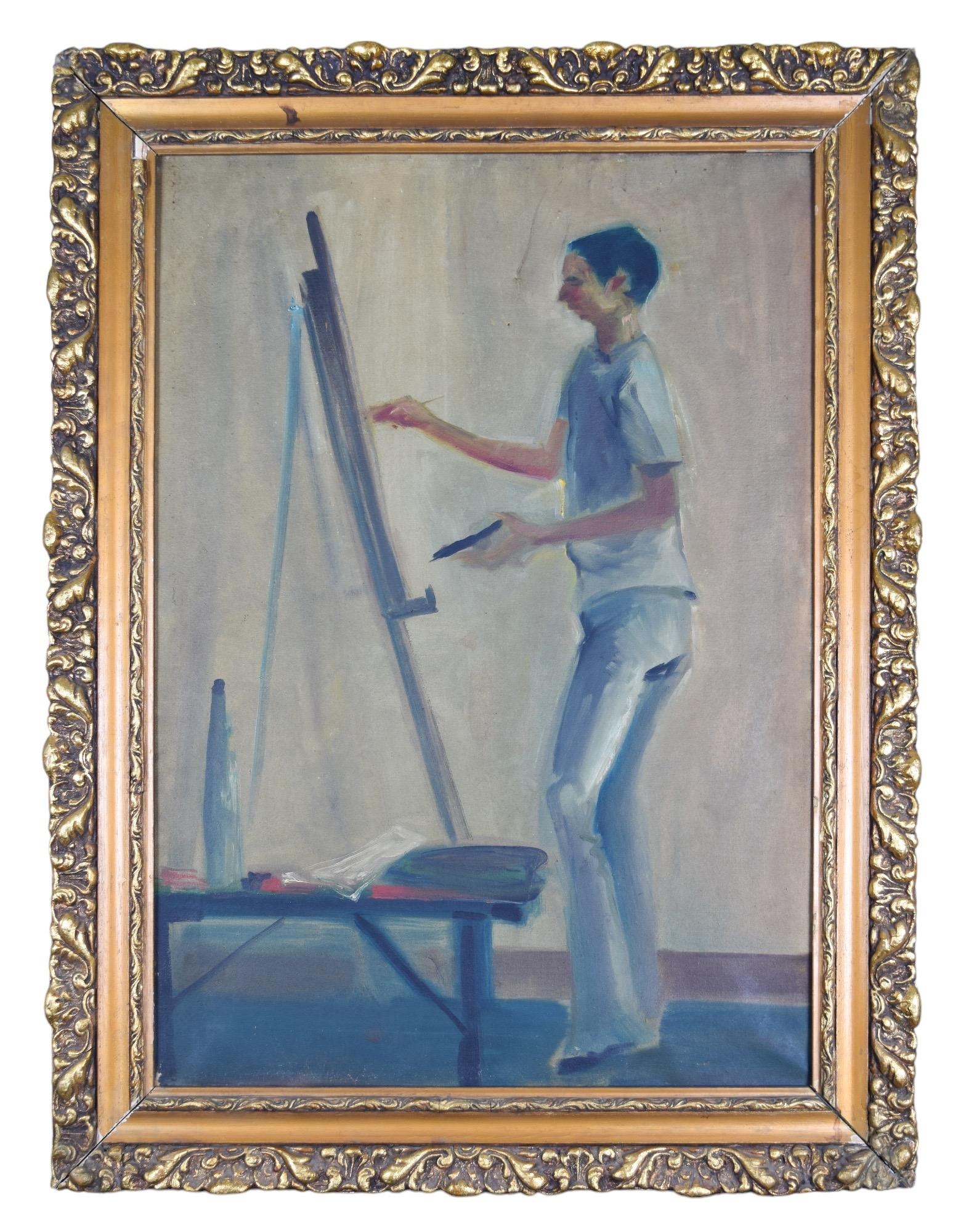 Self-Portrait an seiner Staffelei mit einer männlichen Studie verso