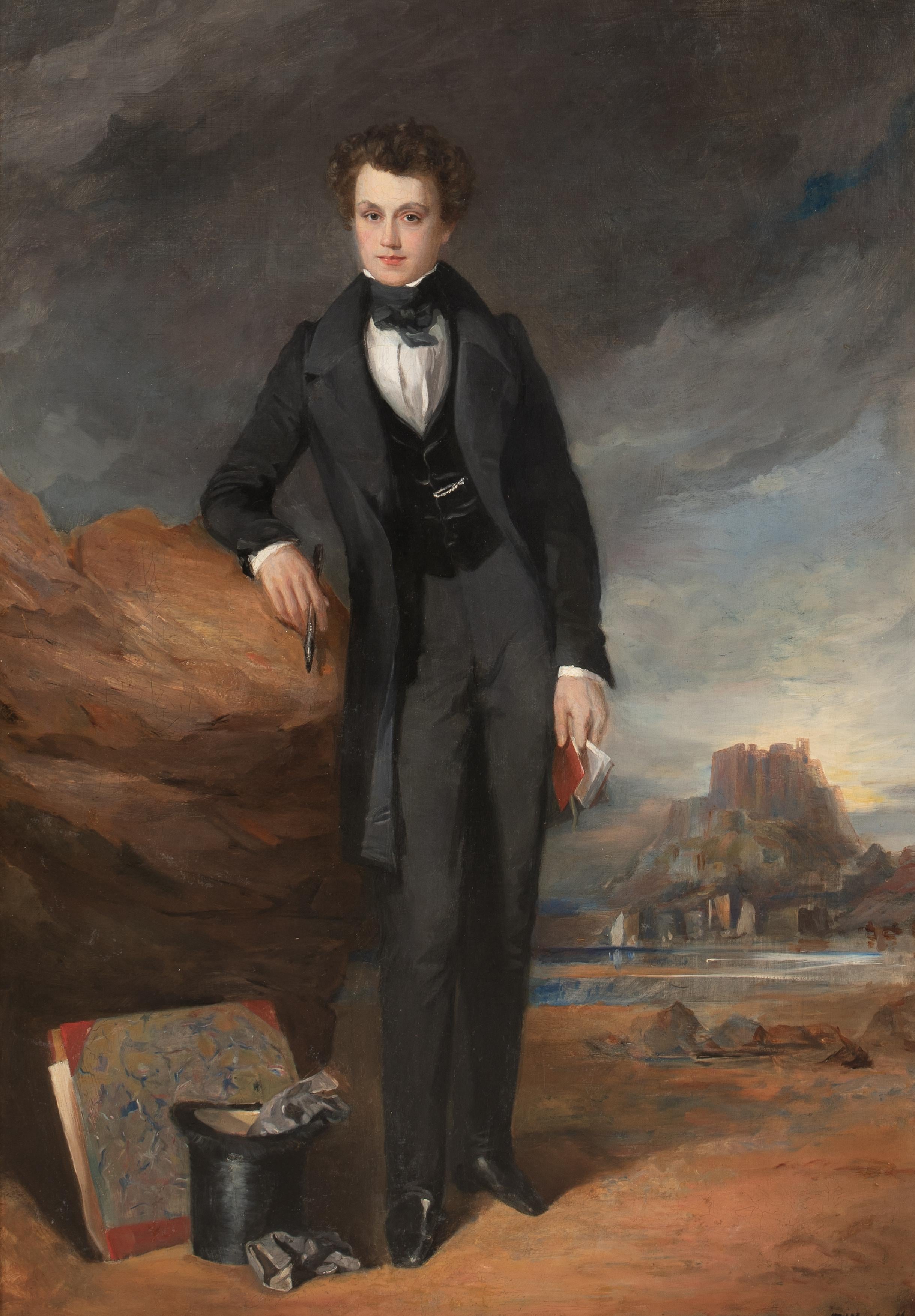 Self Portrait de Thomas A. Woolnoth, Le Rhin, 19e siècle - Marron Portrait Painting par Unknown