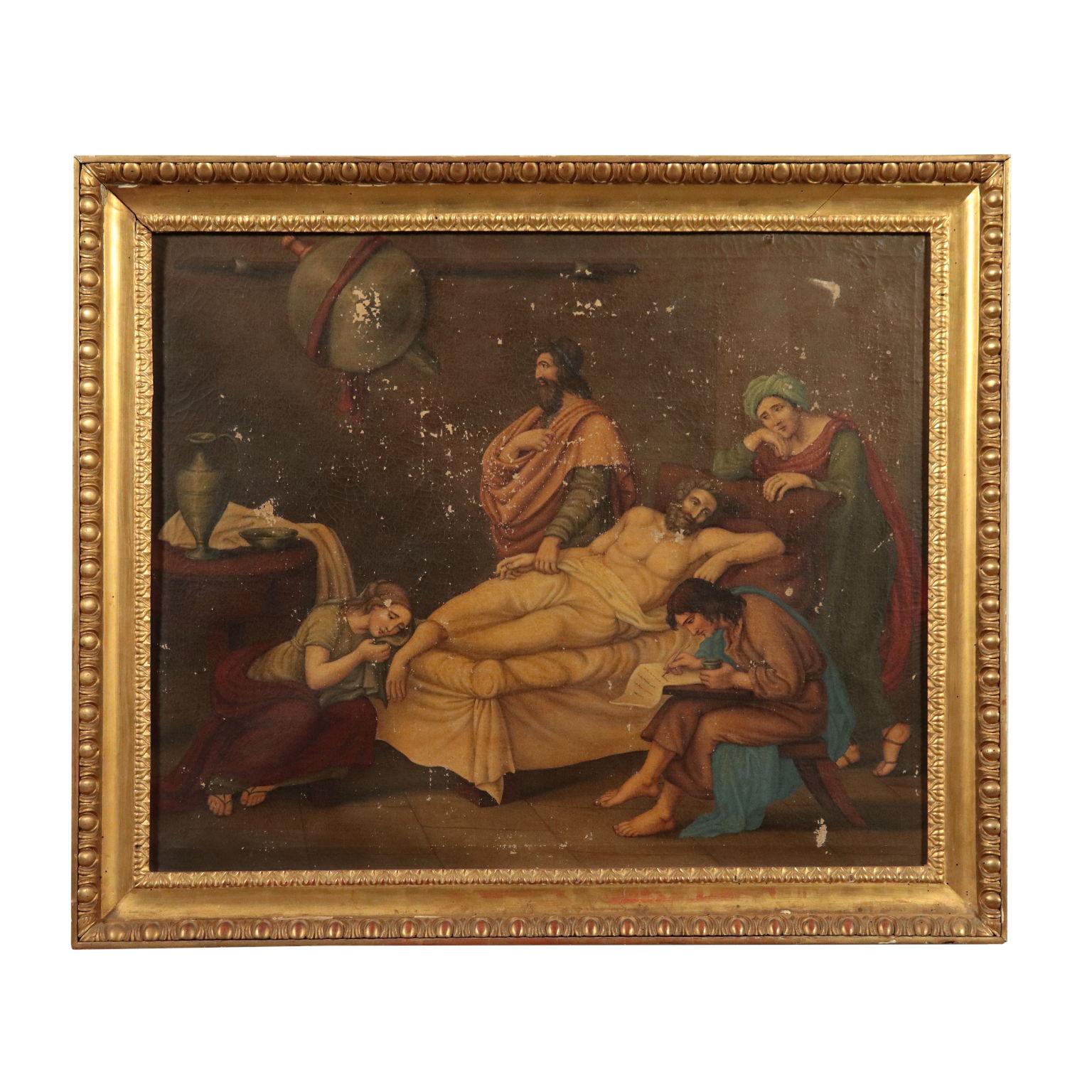 Unknown Figurative Painting - Seneca's Death Oil on Canvas 19th Century