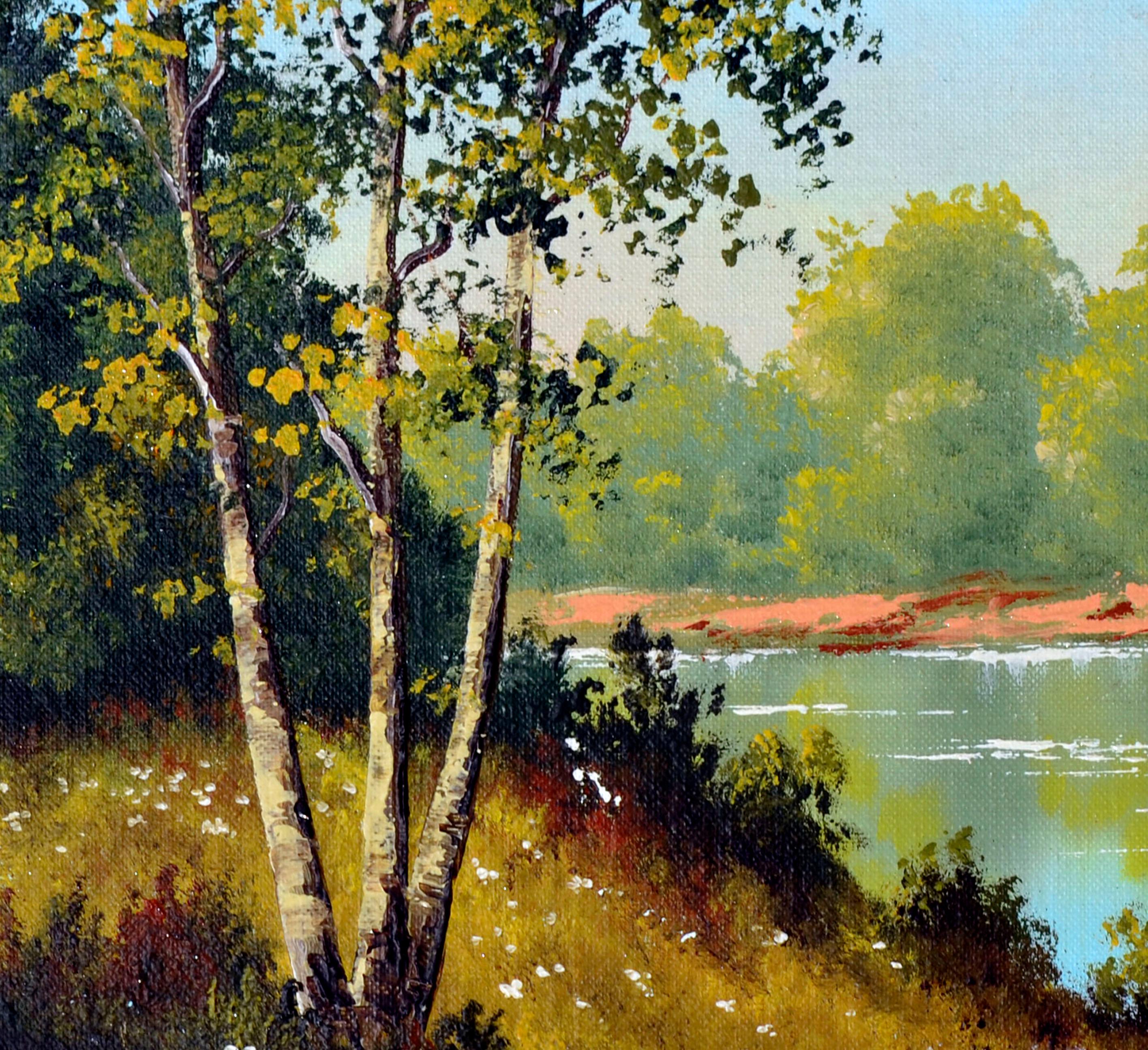 Mid Century Serene Lakeside Landscape - American Impressionist Painting by Unknown