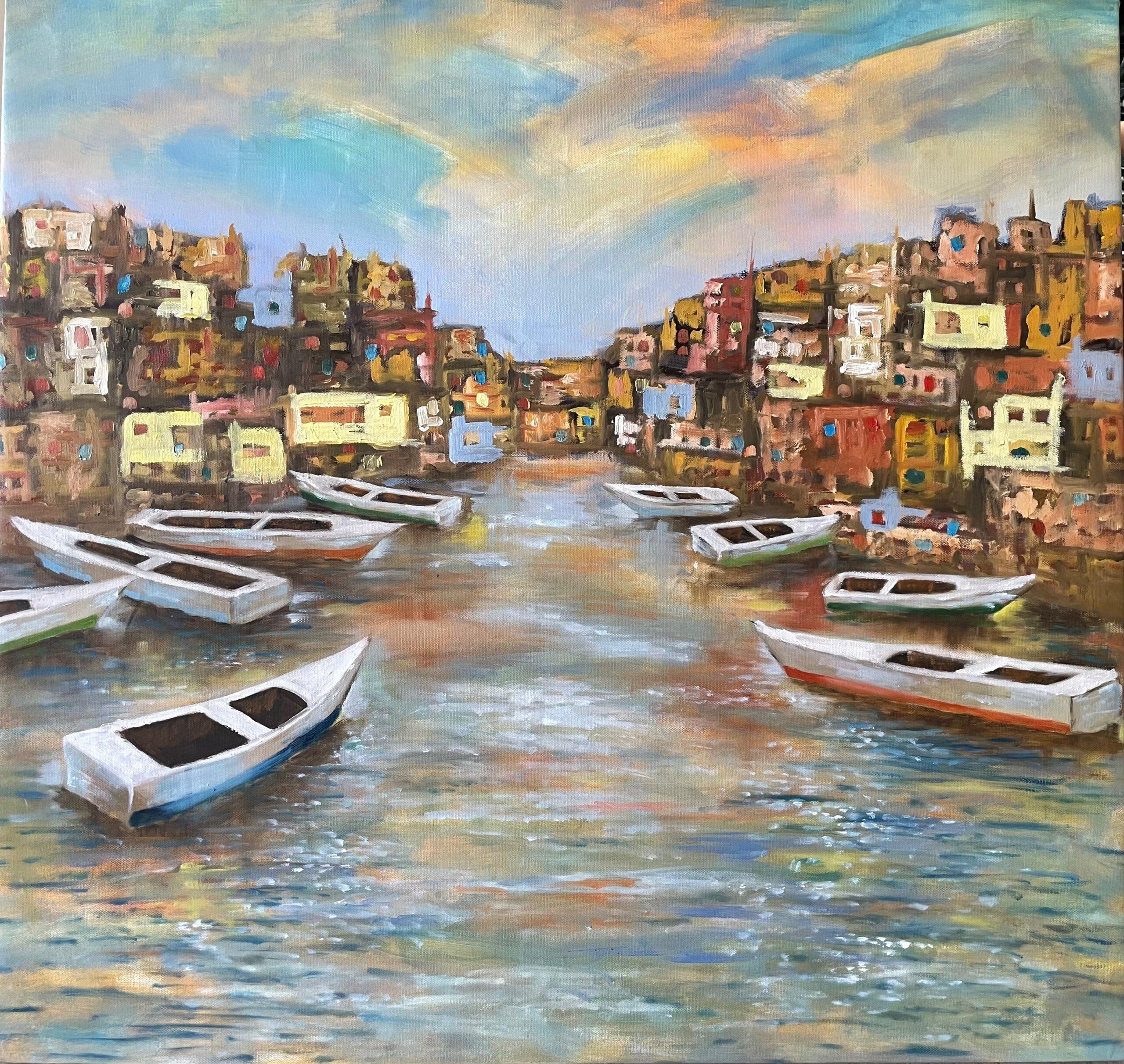 Serenity Shore by Manal Stino - Painting by Unknown