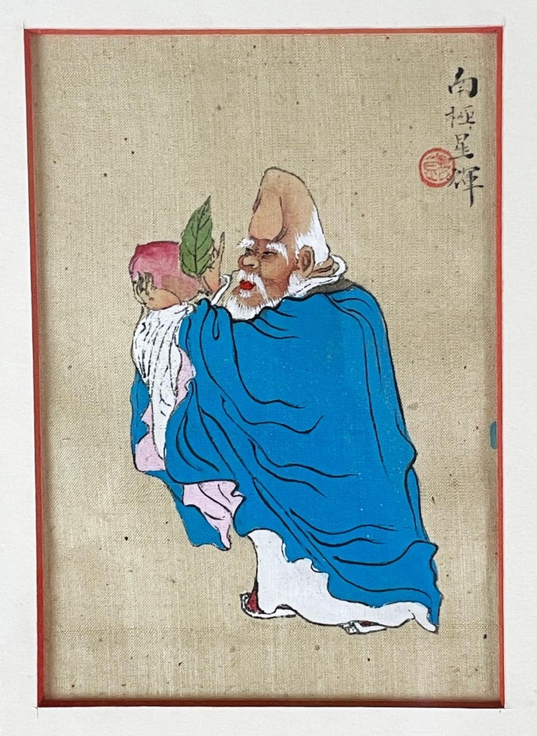 Set of 3 Vintage Japanese Miniature Paintings on Silk For Sale 1