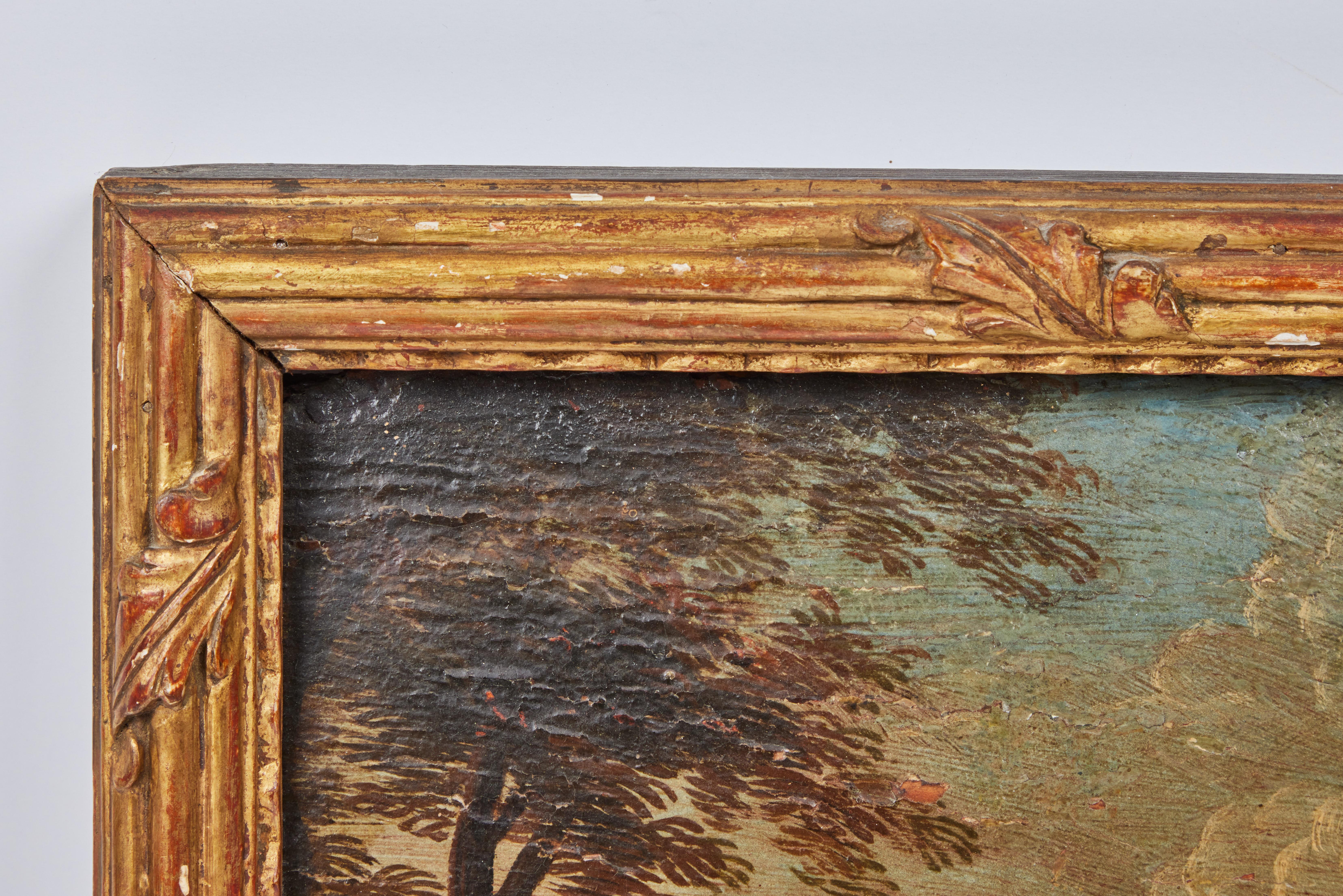 Ensemble de 4 peintures à l'huile sur carton de paysages de Capriccio de la région de Florence
