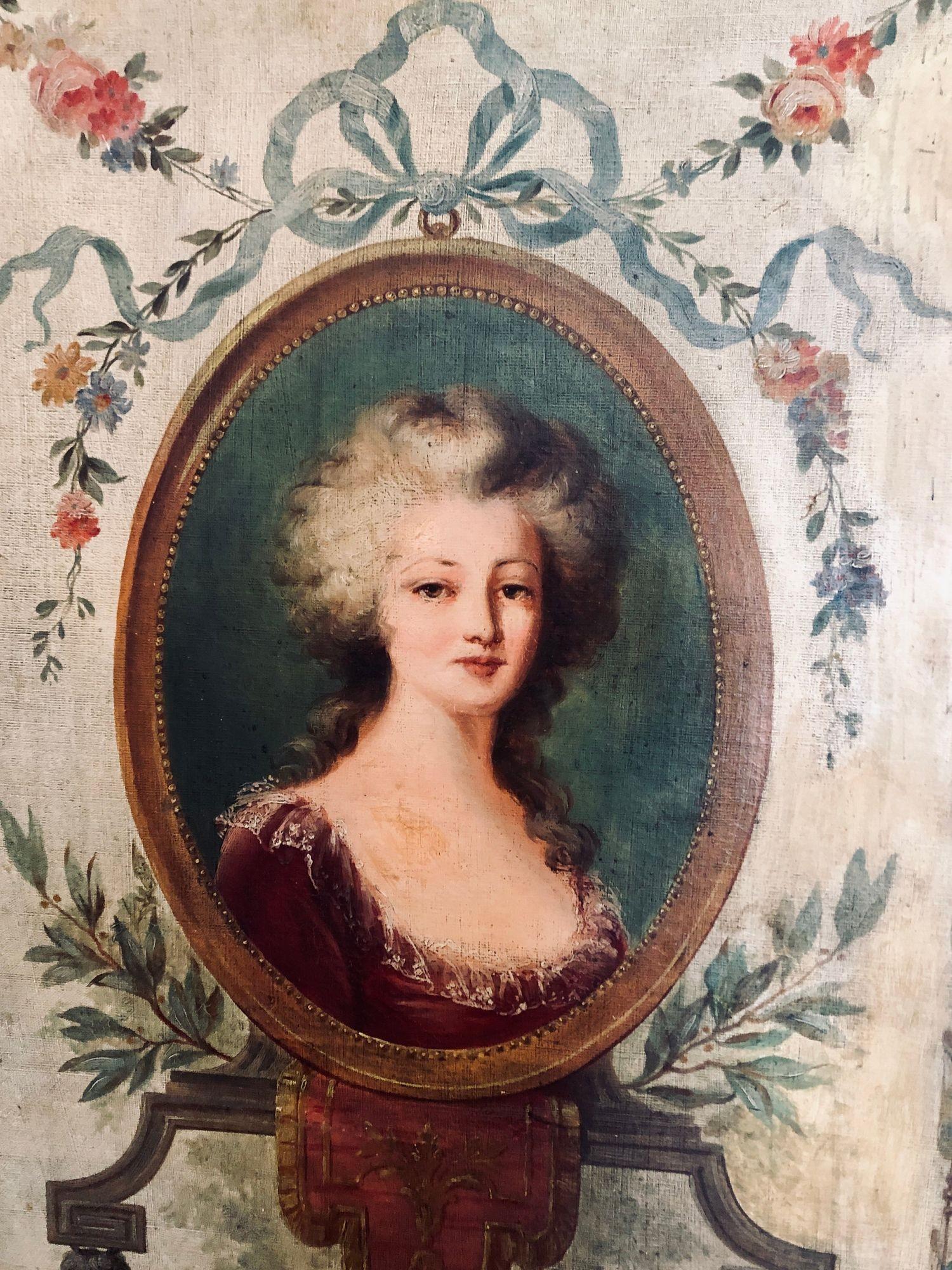 Set von 4 großen französischen Wandtafeln aus dem 19. Jahrhundert, Öl auf Leinwand, Trumeau im Angebot 2