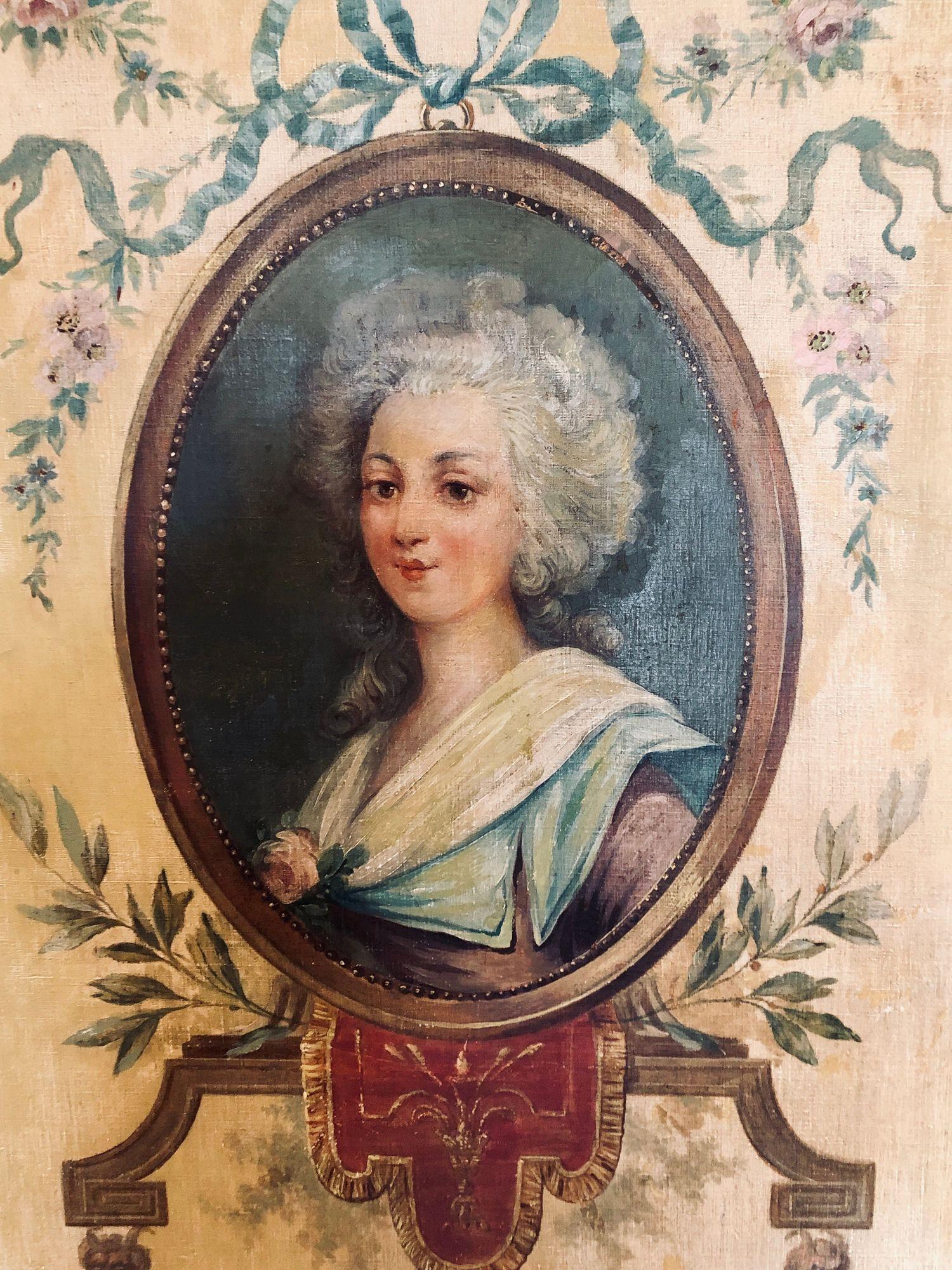 Set von 4 großen französischen Wandtafeln aus dem 19. Jahrhundert, Öl auf Leinwand, Trumeau im Angebot 5