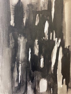 Set of 4, Original 1970's French Abstract Black & White Paintings