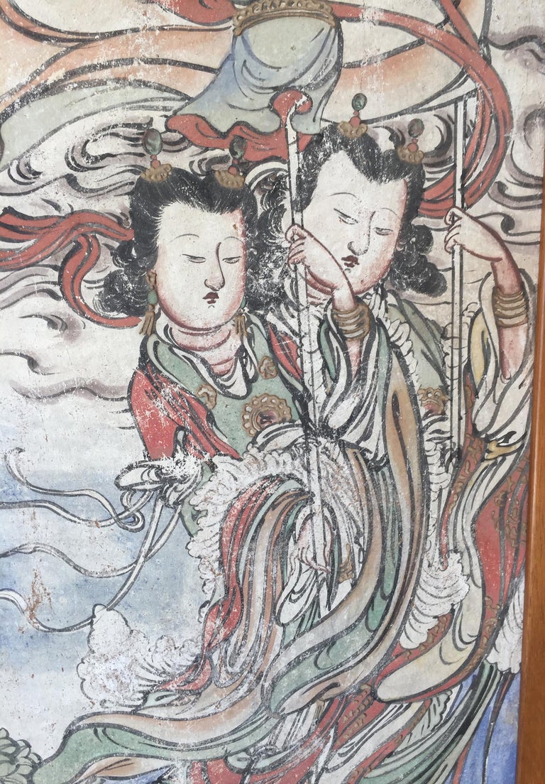 Set of 5 Ming Dynasty Fresco Panels ex. Private Collection circa 1930s For Sale 5