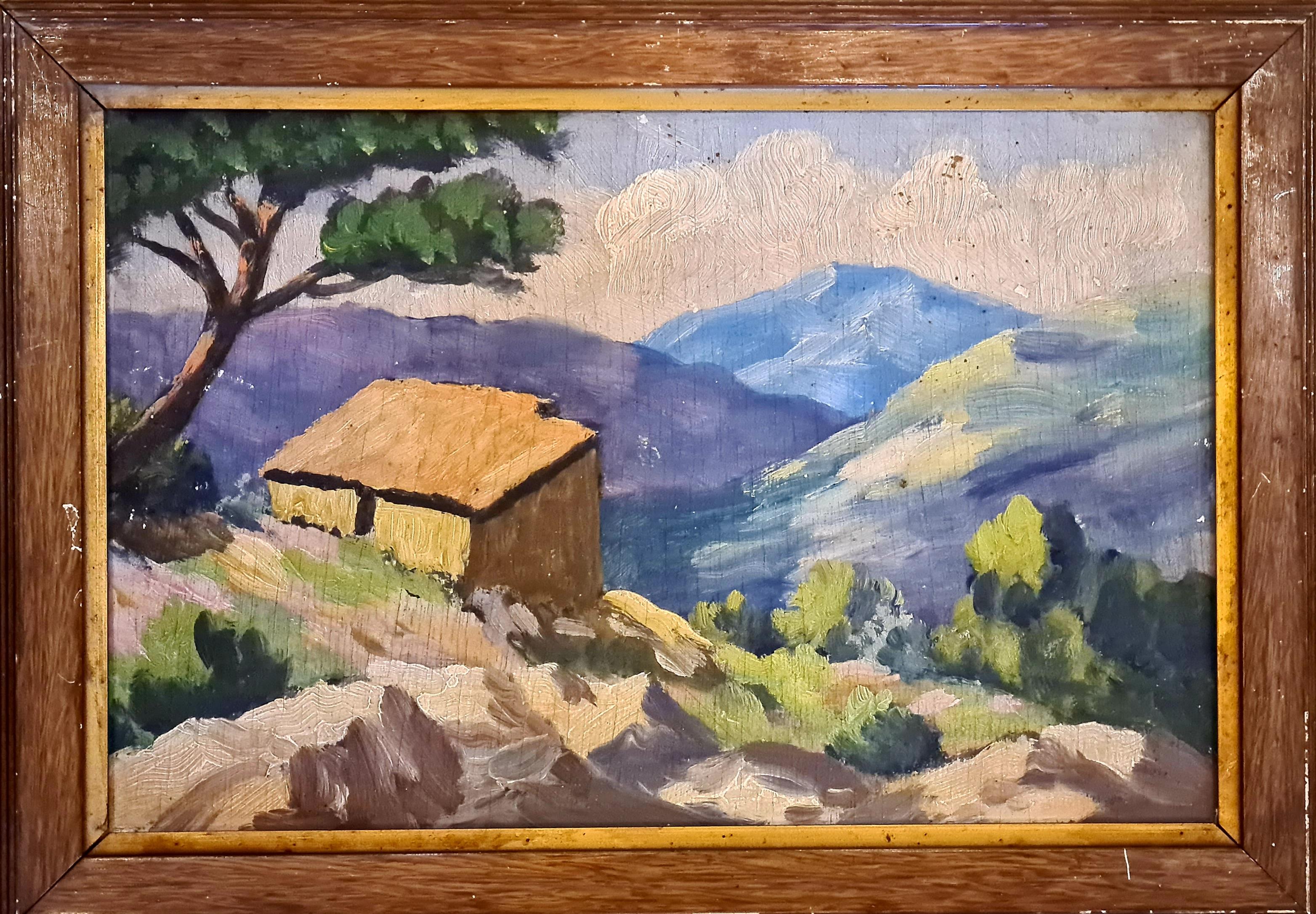 Ensemble de cinq paysages français du début du 20e siècle, Provence et Côte d'Azur - Marron Landscape Painting par Unknown