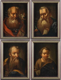 Set of four 18th century Italian figure paintings - Evangelists - Oil on panel