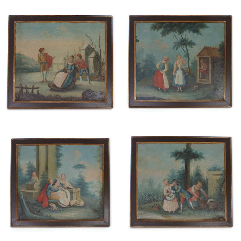 Unknown Landscape Painting - Set of Four 18th Century Romantic Italian Paintings