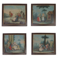 Set of Four 18th Century Romantic Italian Paintings