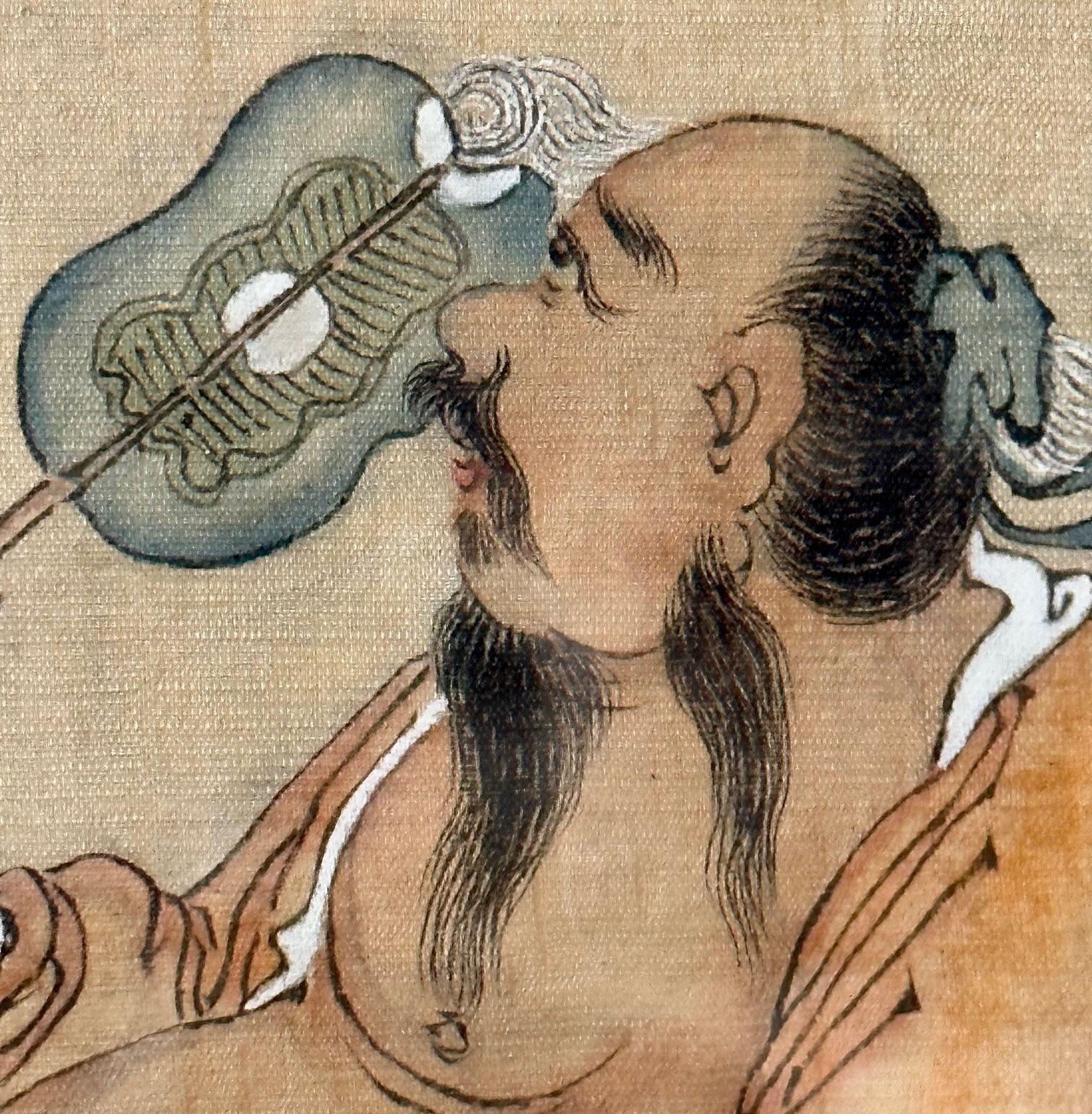 Satz von vier chinesischen Gemälden in Rosenholzrahmen, signiert, 19. im Angebot 7