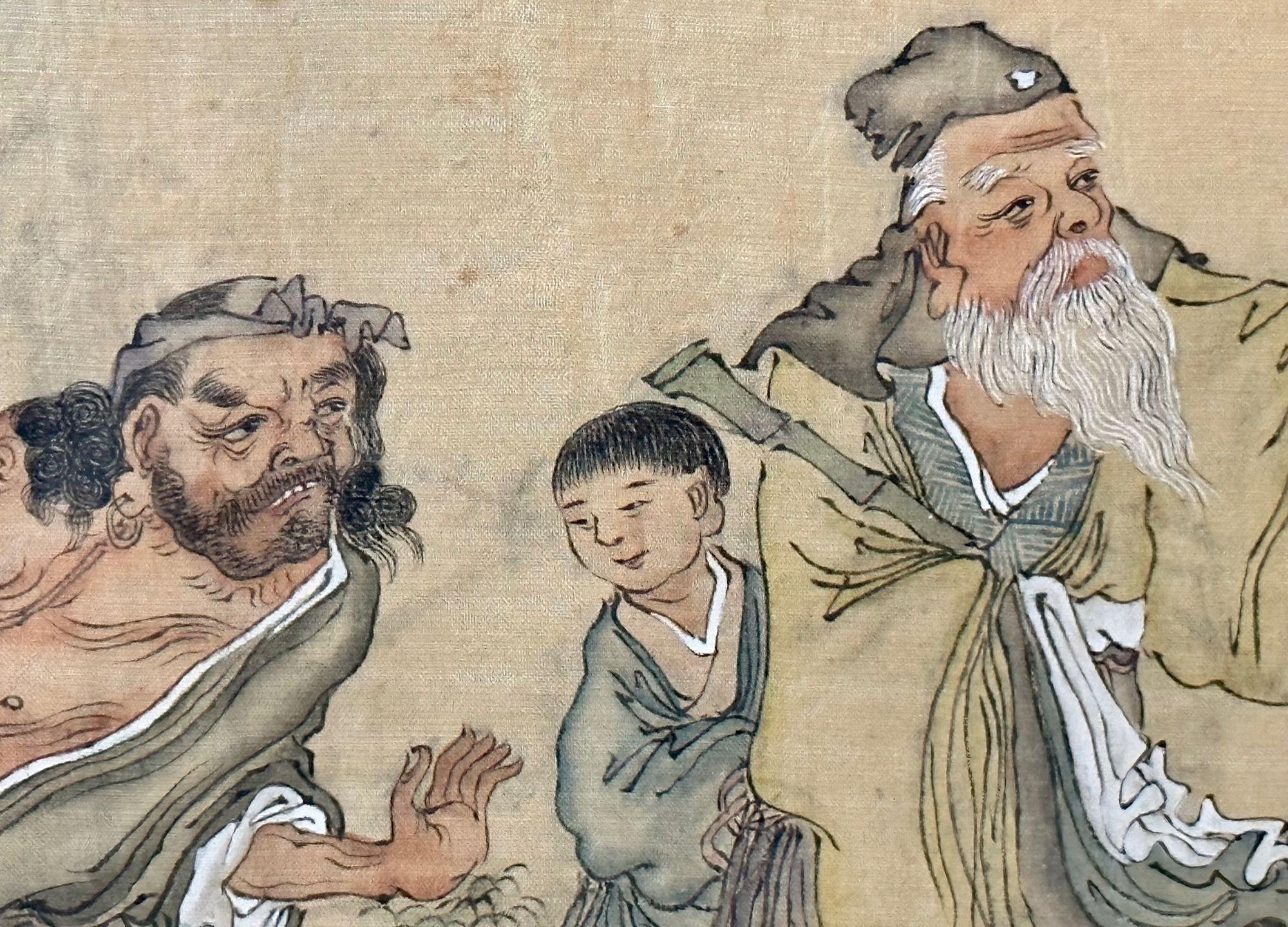 Satz von vier chinesischen Gemälden in Rosenholzrahmen, signiert, 19. im Angebot 9