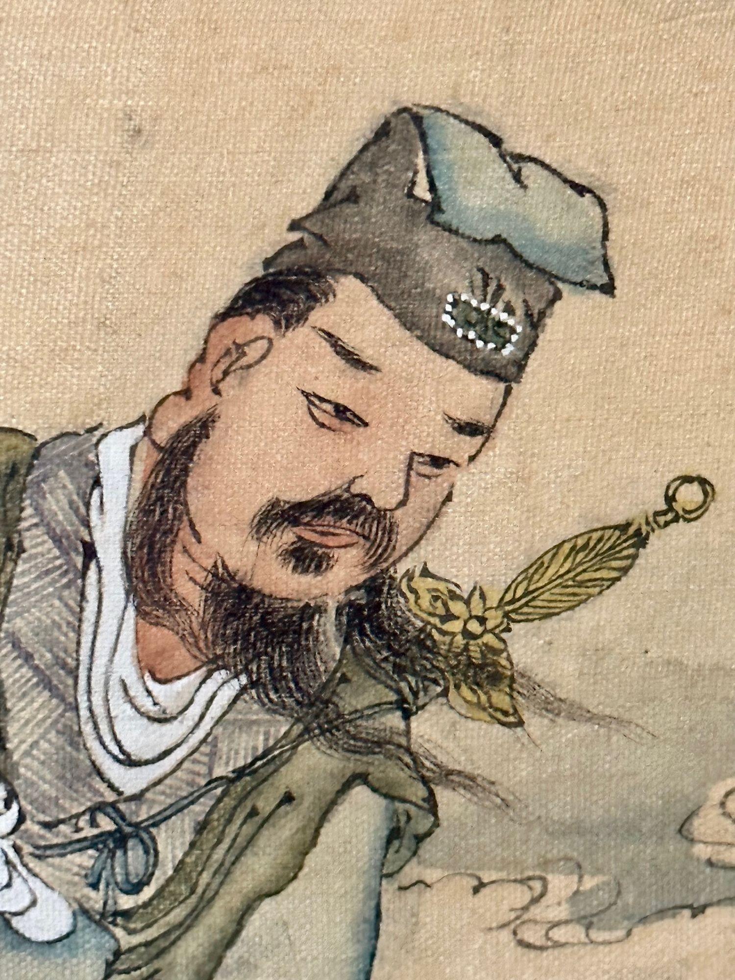 Satz von vier chinesischen Gemälden in Rosenholzrahmen, signiert, 19. im Angebot 12