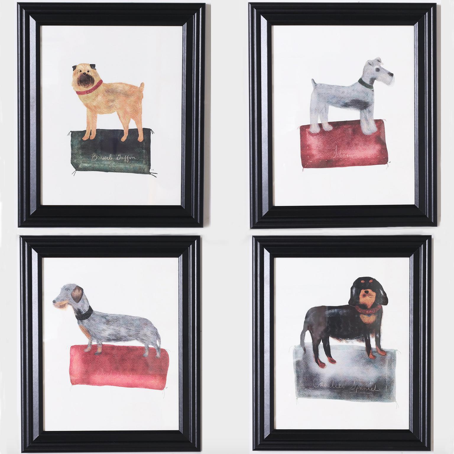 Unknown Animal Painting - Set of Four Digital Paintings of Dog Breeds