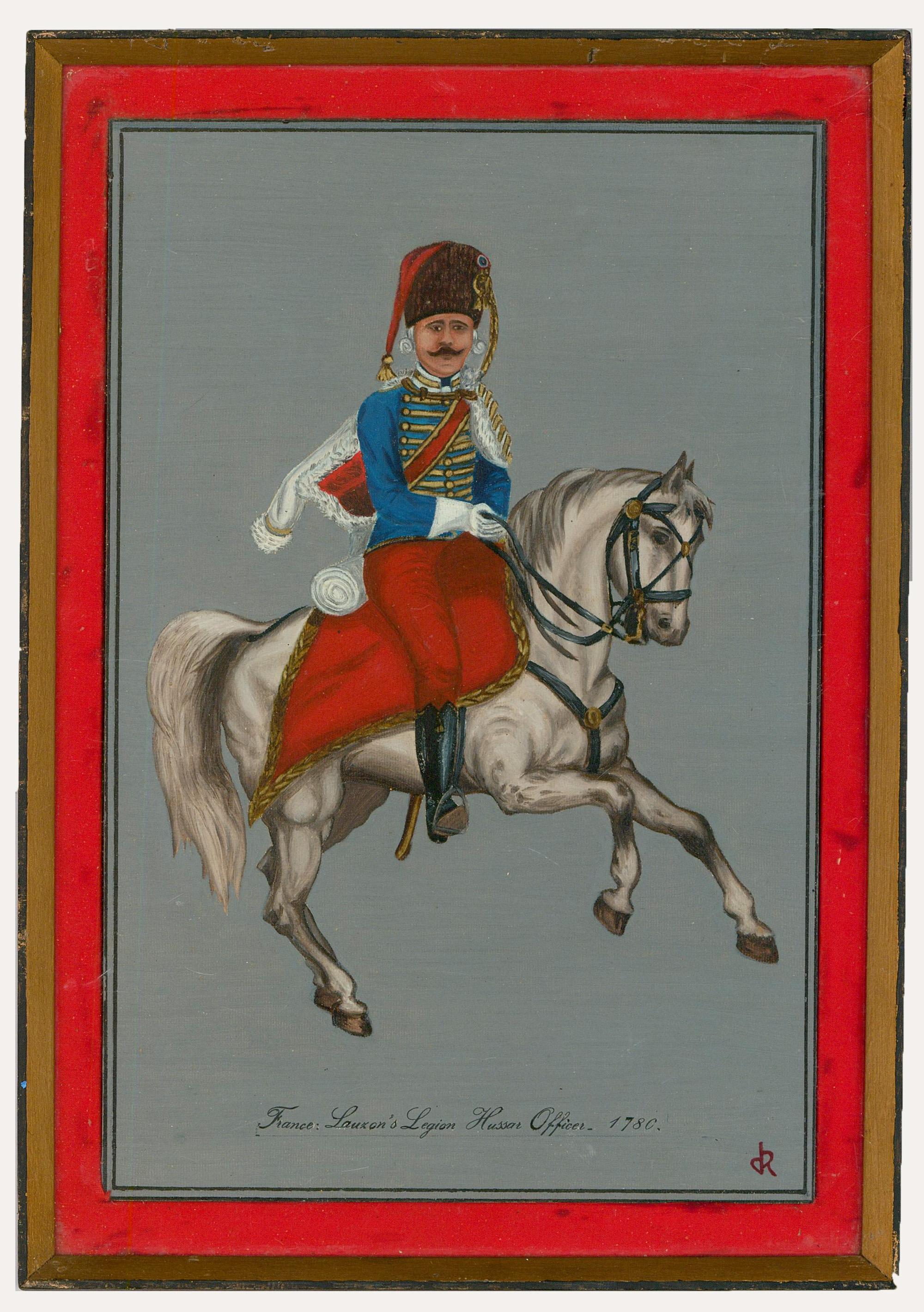 Set di quattro olii della metà del XX secolo - Figure militari a cavallo 1