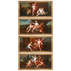 Set of four very large 18th century Italian Rococo paintings of the Four Seasons